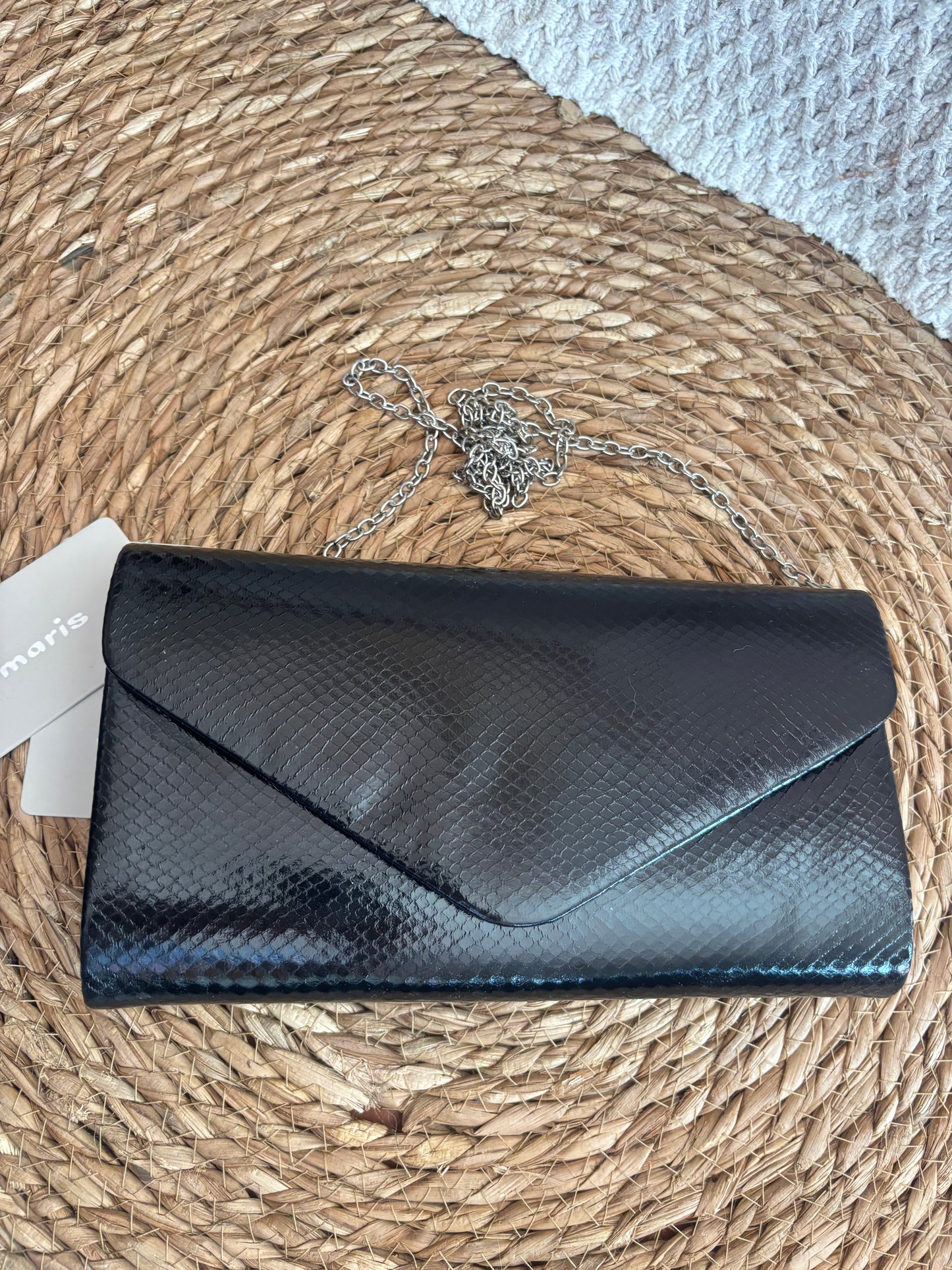 Pochette Tamaris noire effet python brillant neuve avec étiquette