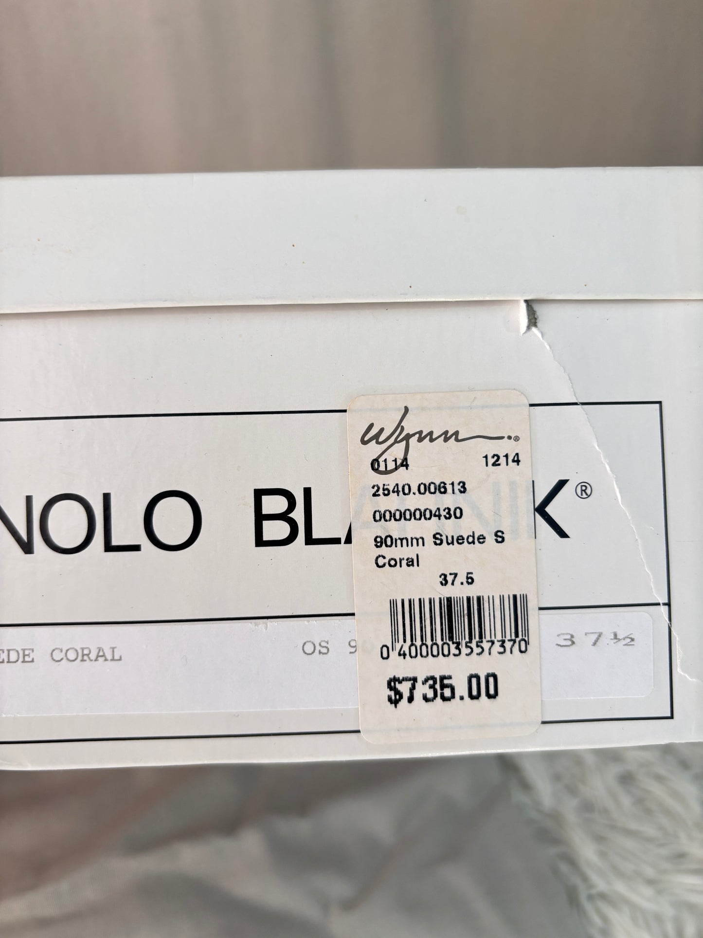 Manolo Blahnik – Sandales compensées en daim corail – Taille 37,5