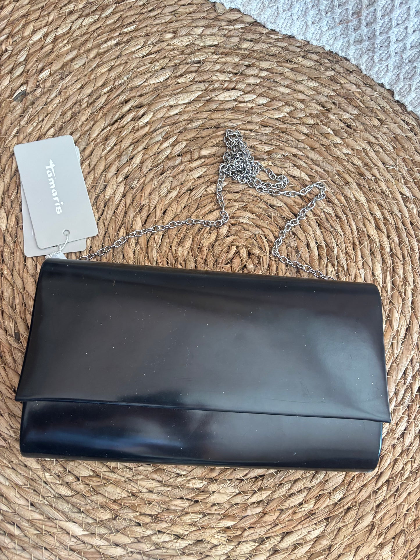 Pochette noire brillante Tamaris avec chaîne neuve avec étiquette