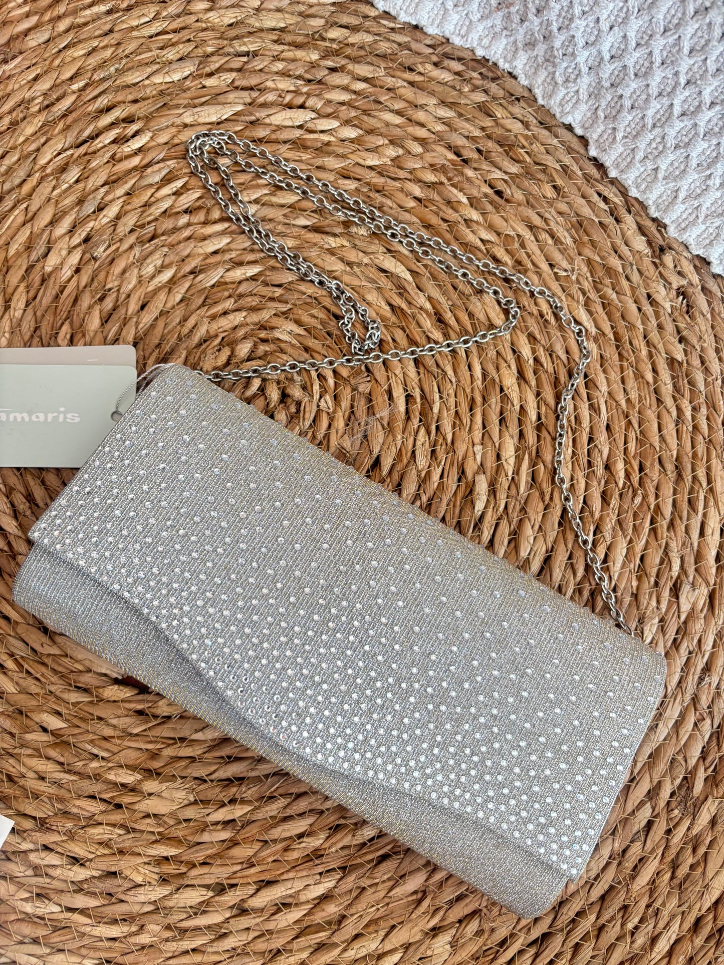 Pochette argentée à strass Tamaris neuve avec étiquette