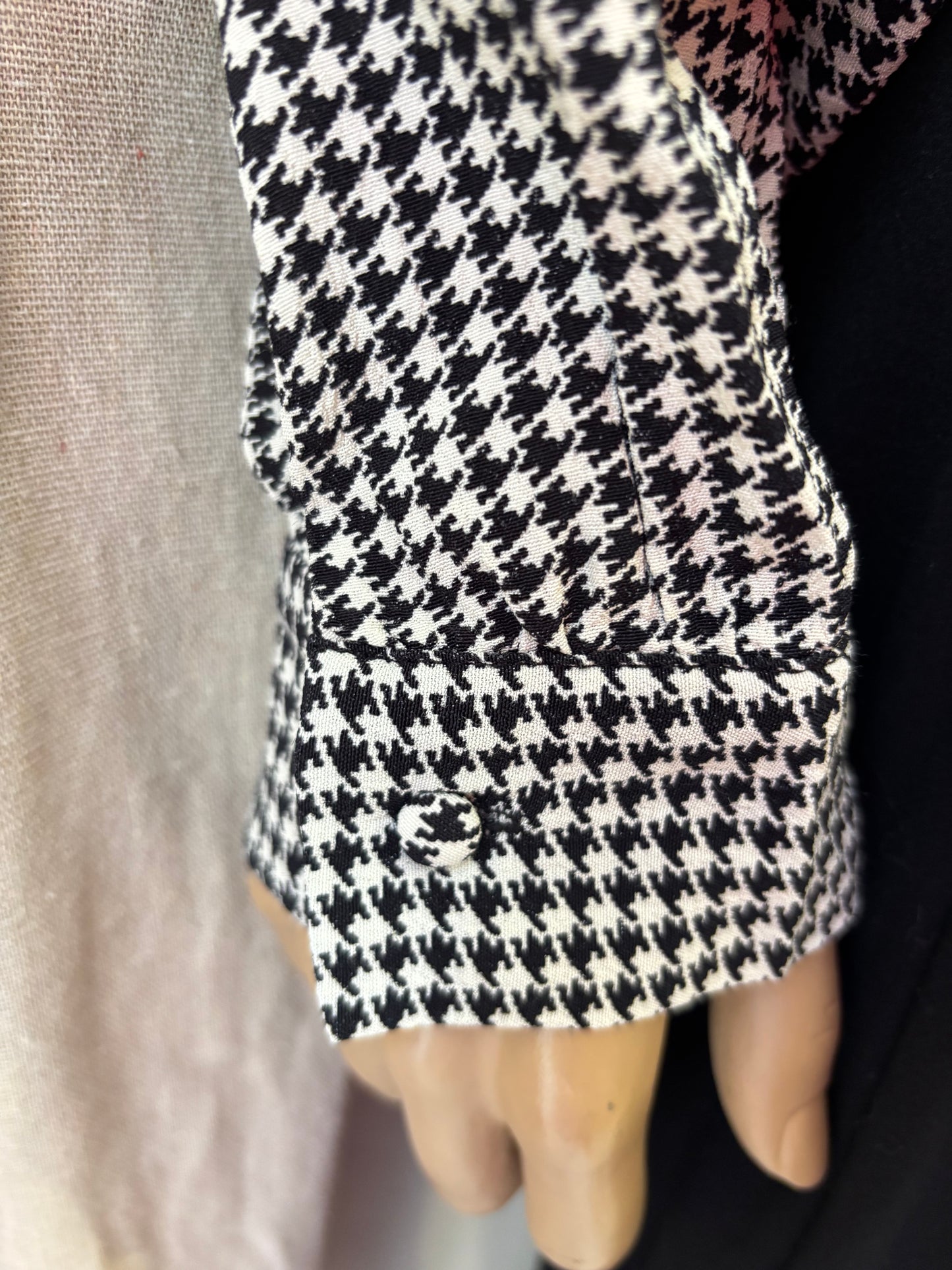 Zara - chemise pied-de-poule noir & blanc – Taille L – Élégante et intemporelle