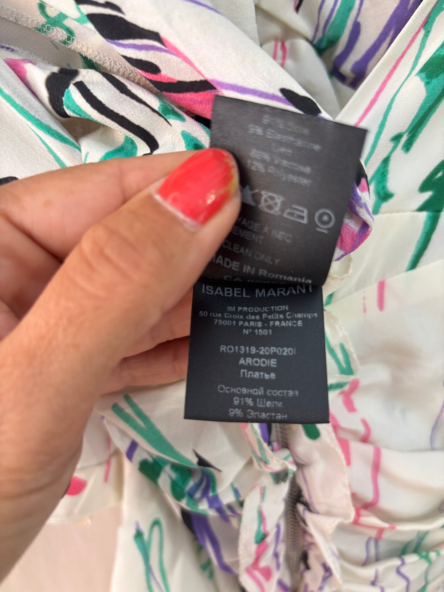 Isabel Marant – Robe Arodie en soie imprimée neuve avec étiquette – T36