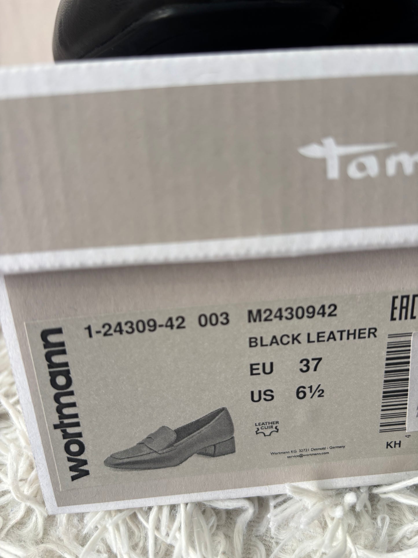 Tamaris - Mocassins en cuir noir - taille 37 – élégance & confort