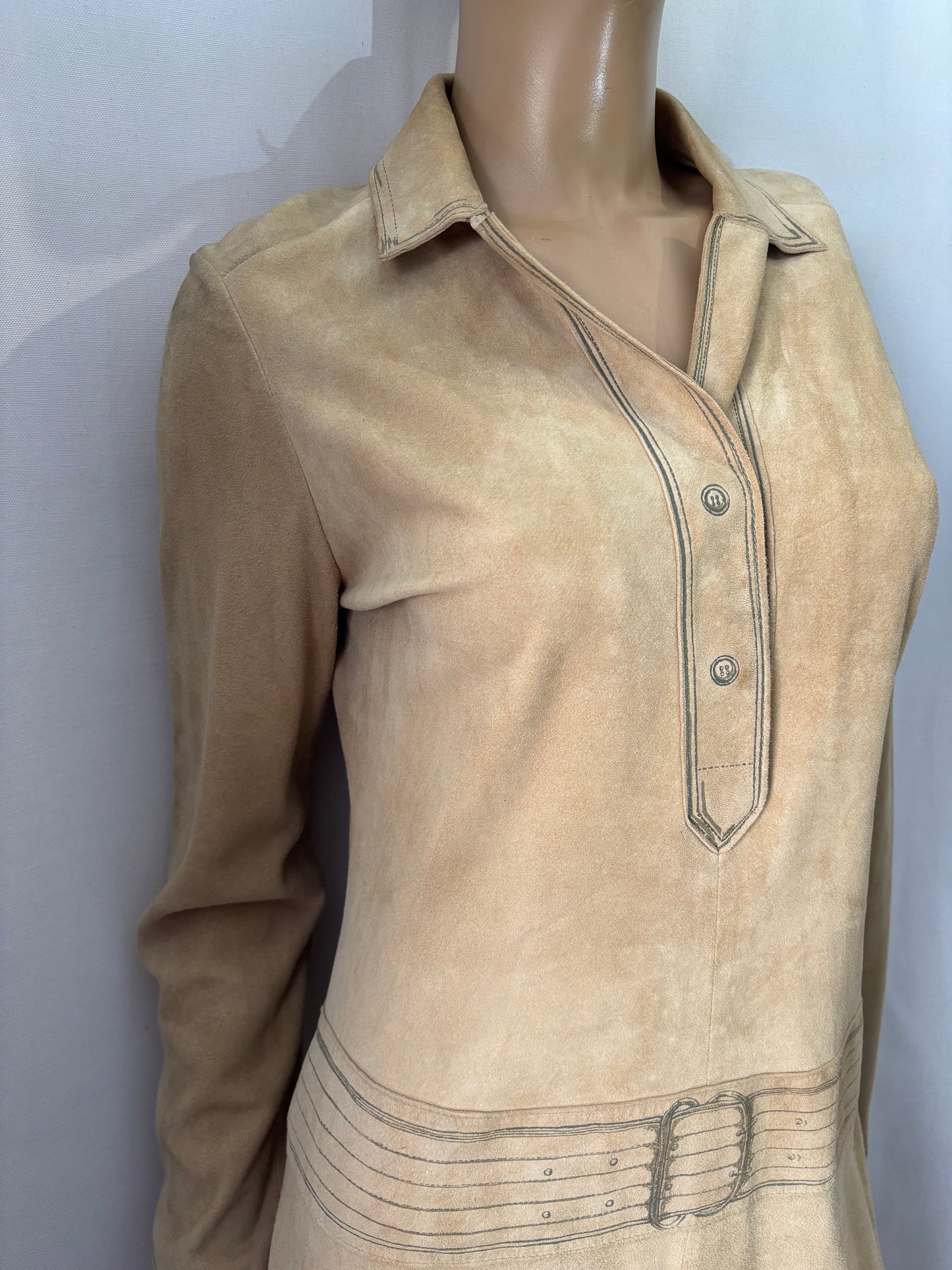 Cacharel - Robe en cuir de chèvre – Beige sable - Élégance intemporelle - Taille 38