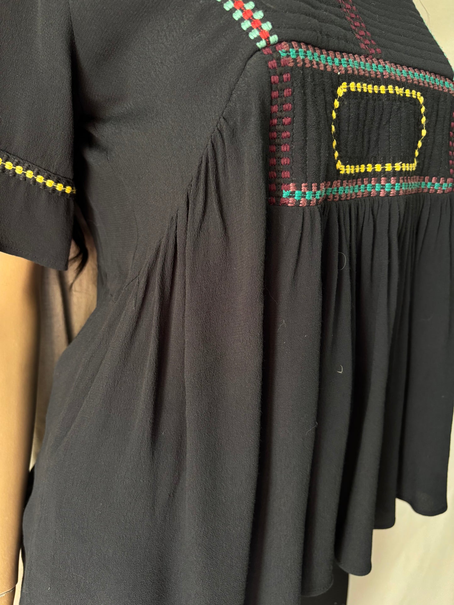 Ba&sh - Blouse noire brodée – Bohème - Taille 0