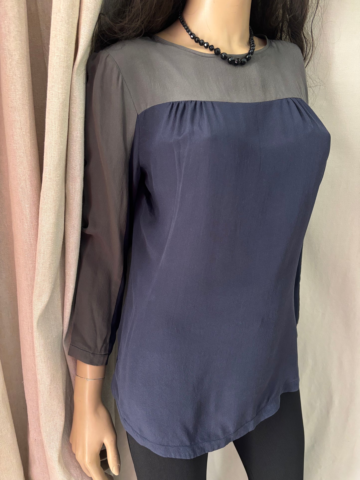 Fairly - Blouse en soie bleu marine - Taille 40