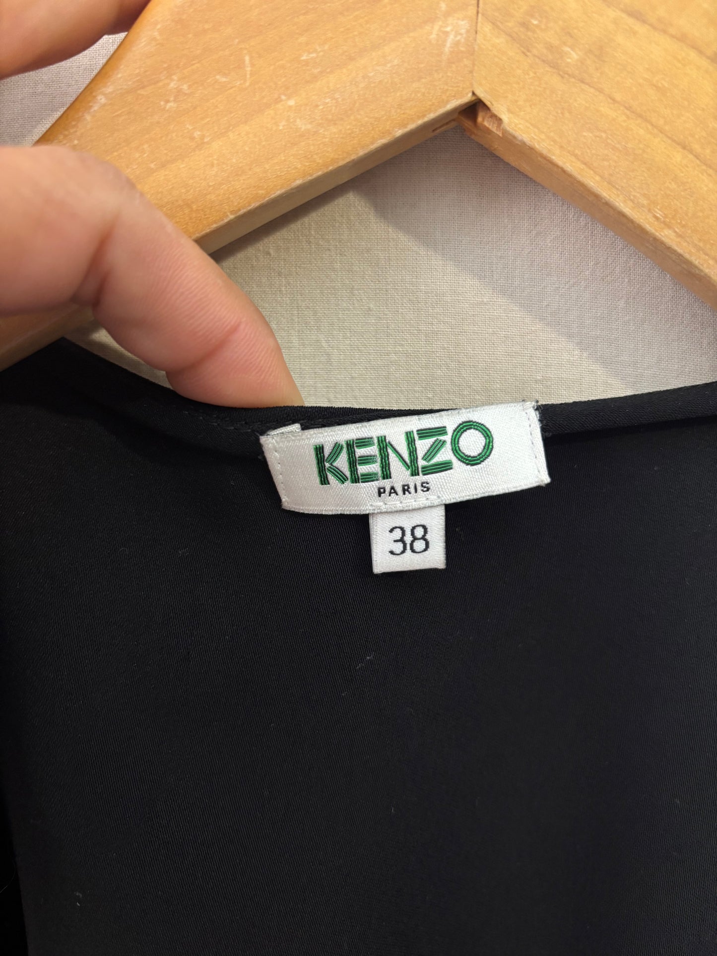 Kenzo Paris- Robe longue noire - coupe fluide ceinturée – taille 38