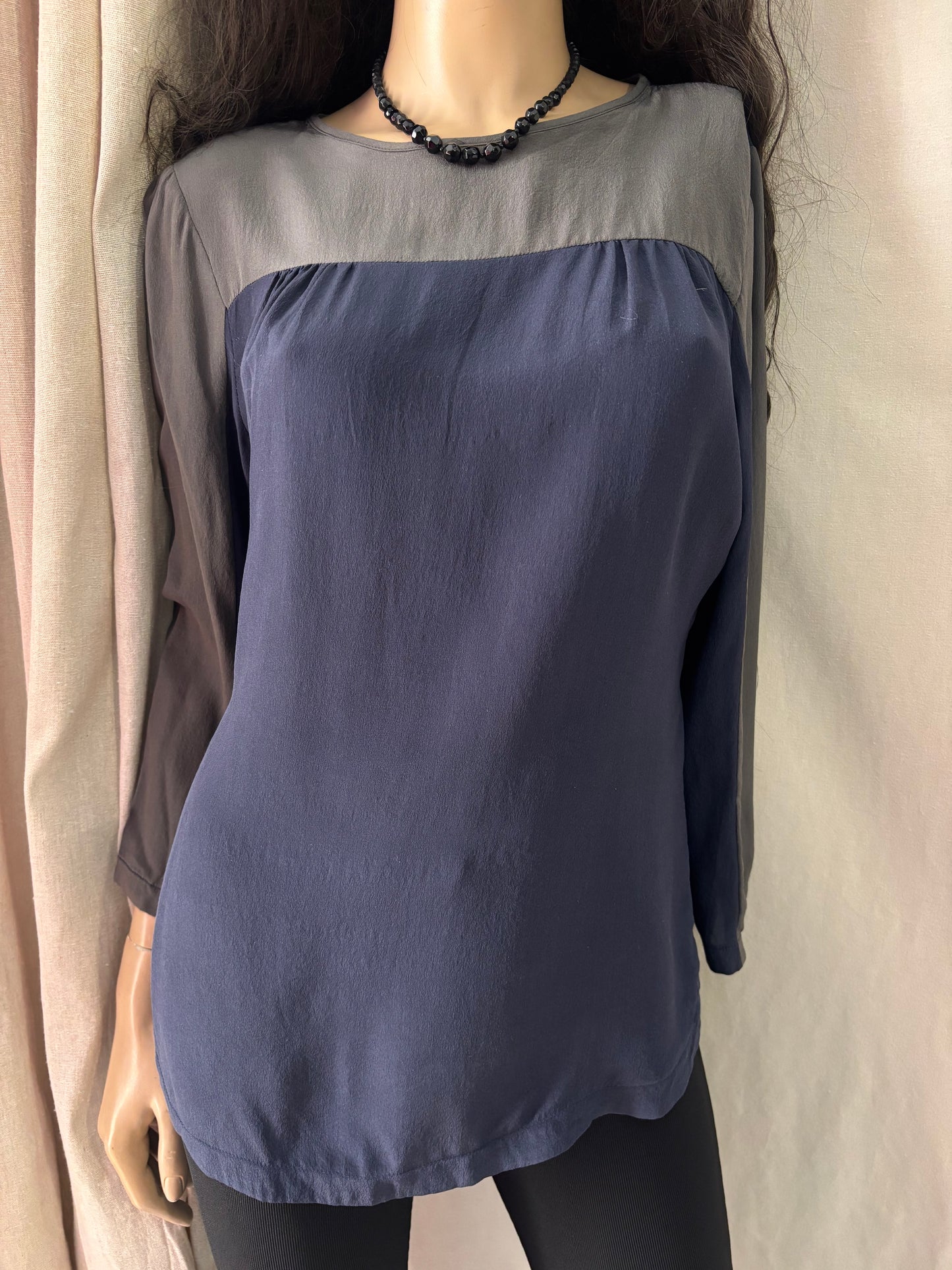 Fairly - Blouse en soie bleu marine - Taille 40