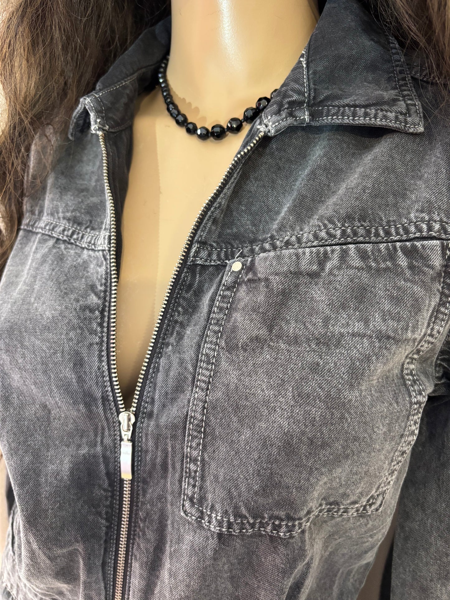 Ba&sh - Combinaison denim gris- modèle Dova – style chic – taille 0