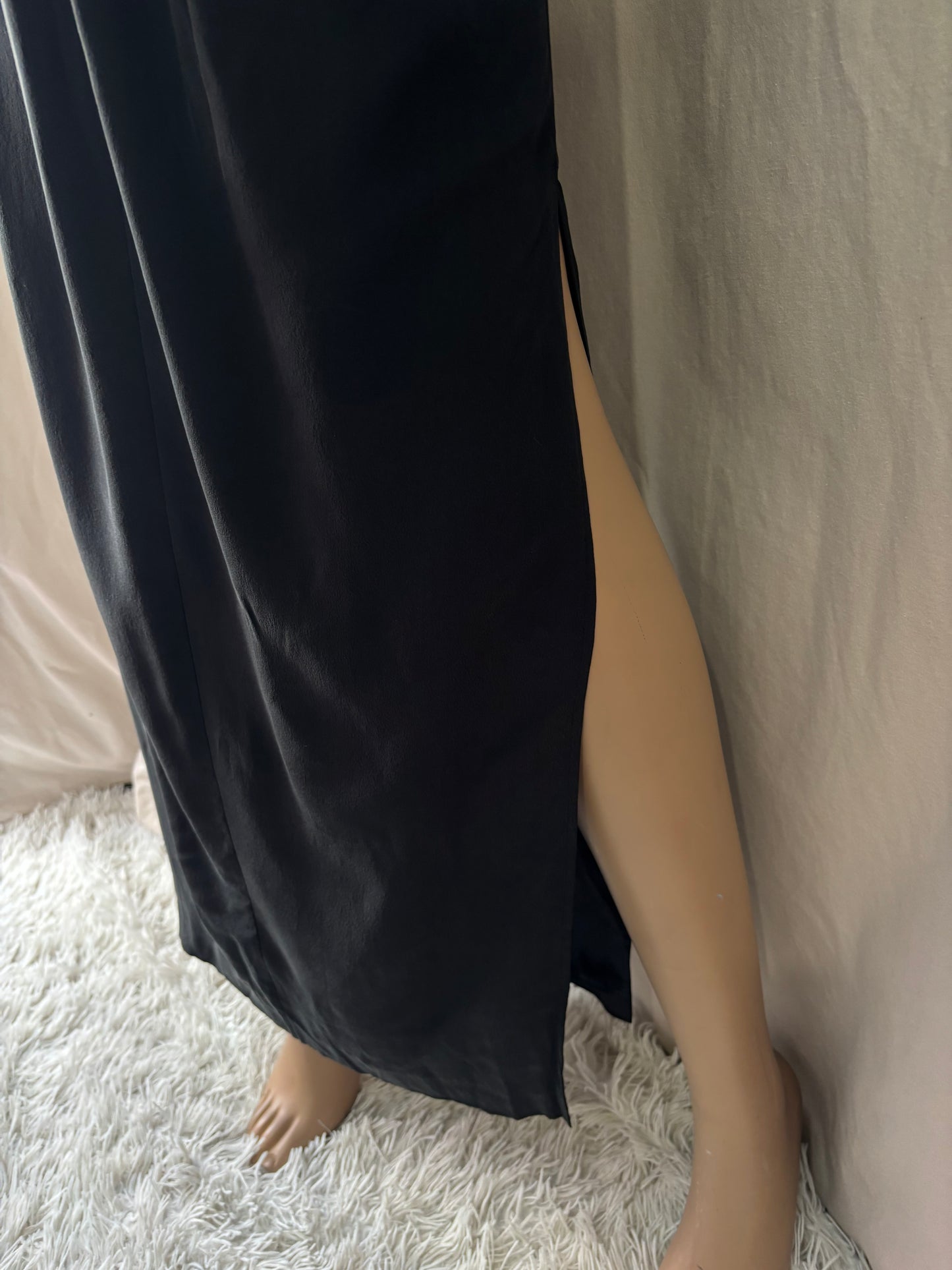 Les petites -  Robe noire en soie – robe longue élégante femme – taille S