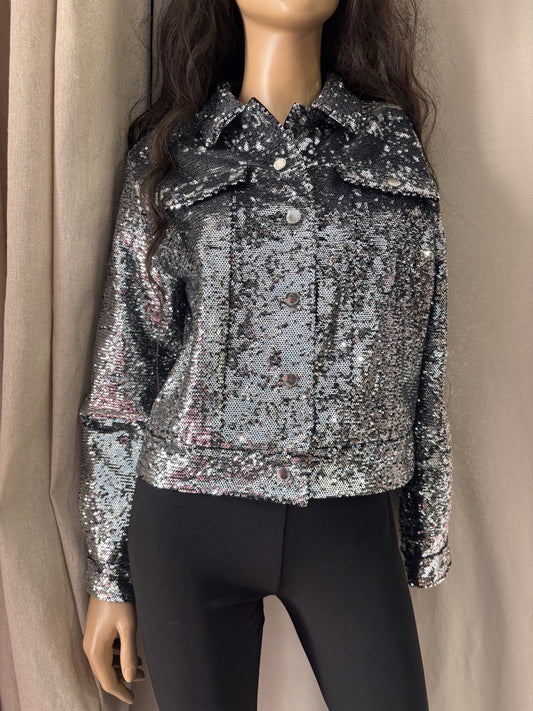 Claudie Pierlot Paris - Veste sequins argent – veste brillante soirée - Taille 38