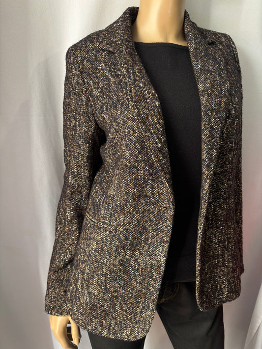 Caroll Paris - Blazer tweed – Tons brun & noir – coupe élégante - Taille 36