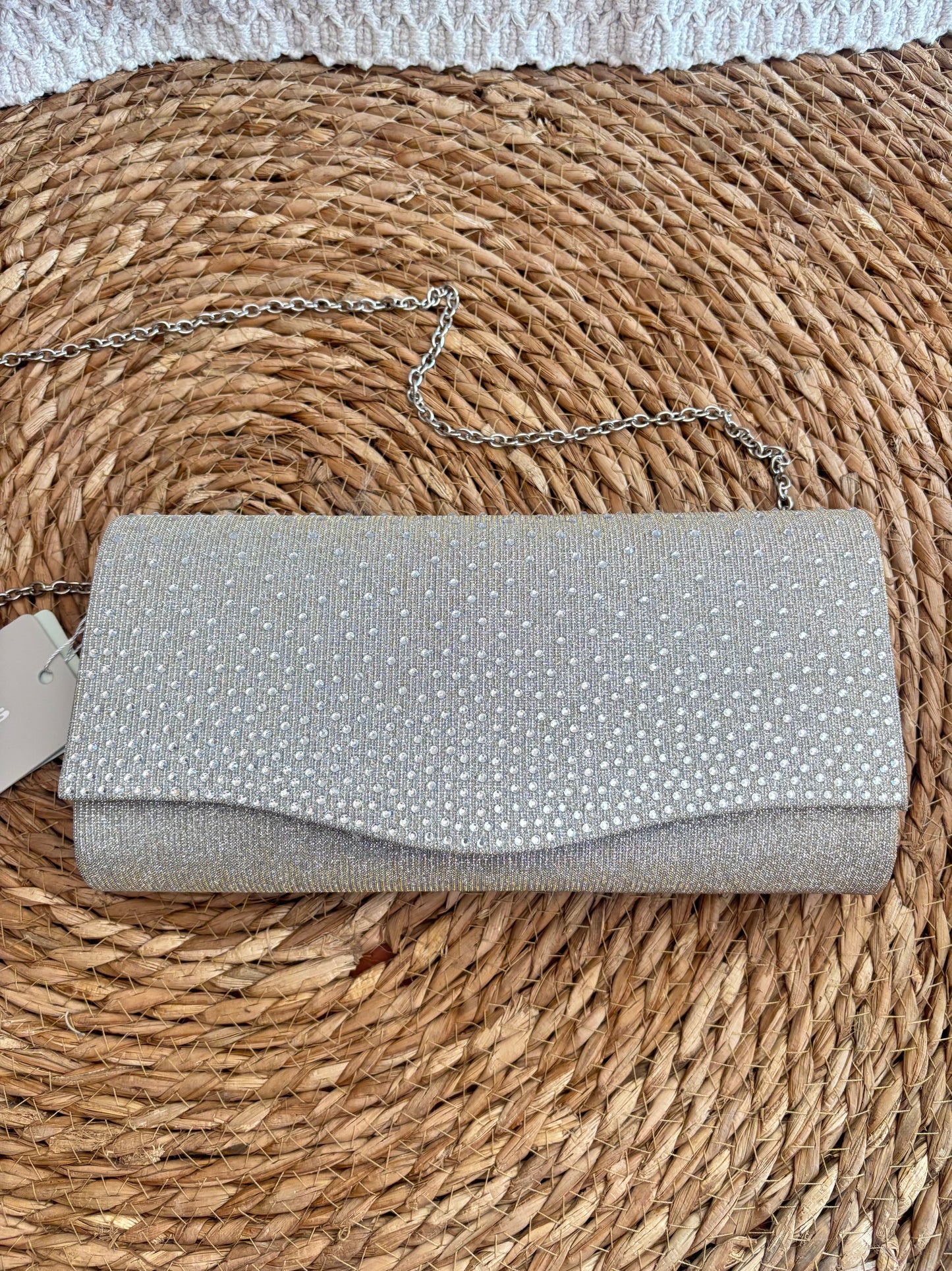 Pochette argentée à strass Tamaris neuve avec étiquette