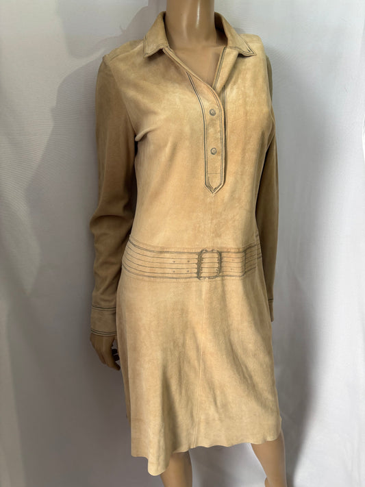 Cacharel - Robe en cuir de chèvre – Beige sable - Élégance intemporelle - Taille 38