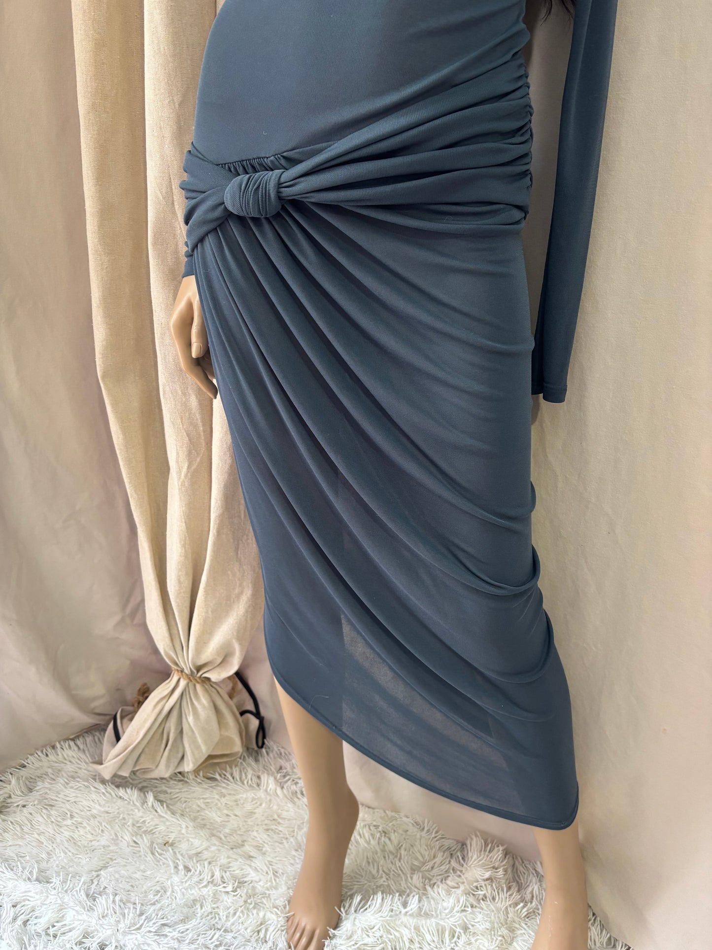Zara - Robe bleu pétrole drapée – taille M – élégante et féminine