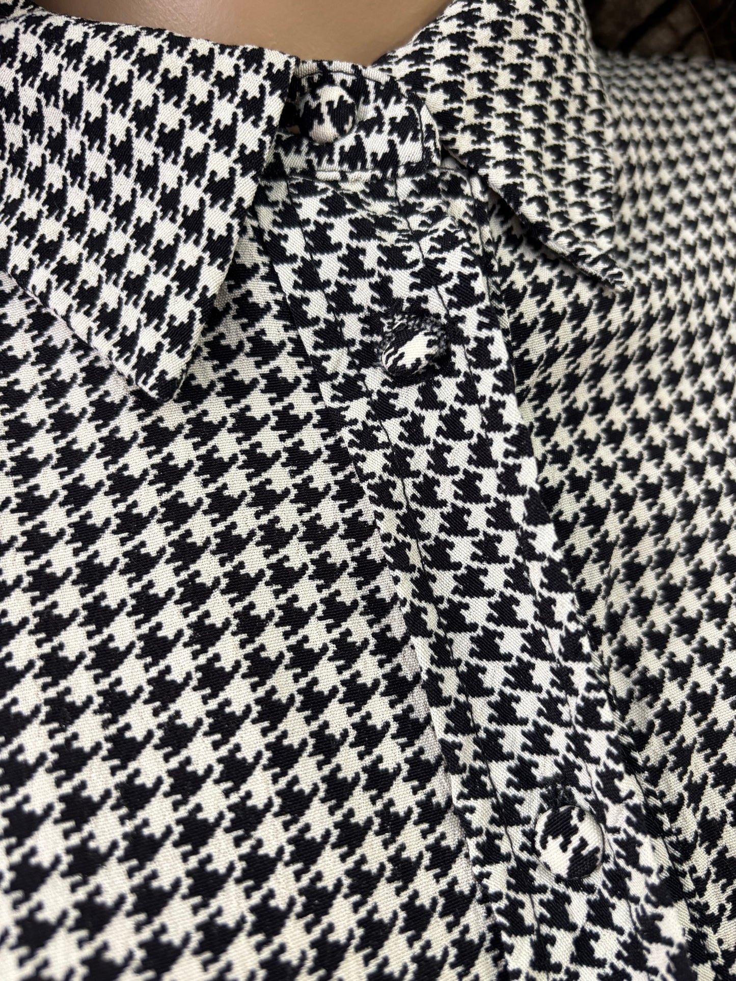 Zara - chemise pied-de-poule noir & blanc – Taille L – Élégante et intemporelle