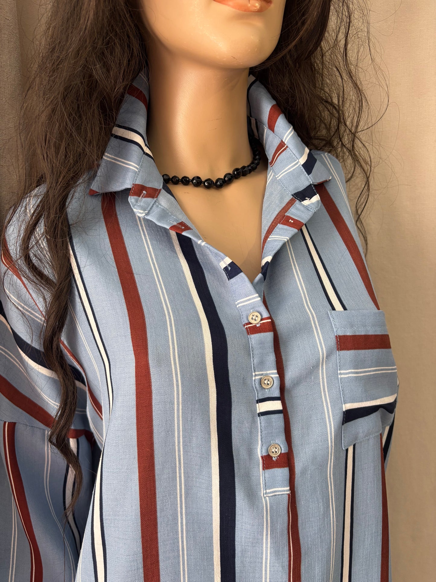 Suncoo - Robe chemise - Robe chemise rayée bleue – Coupe fluide élégante - Taille 1