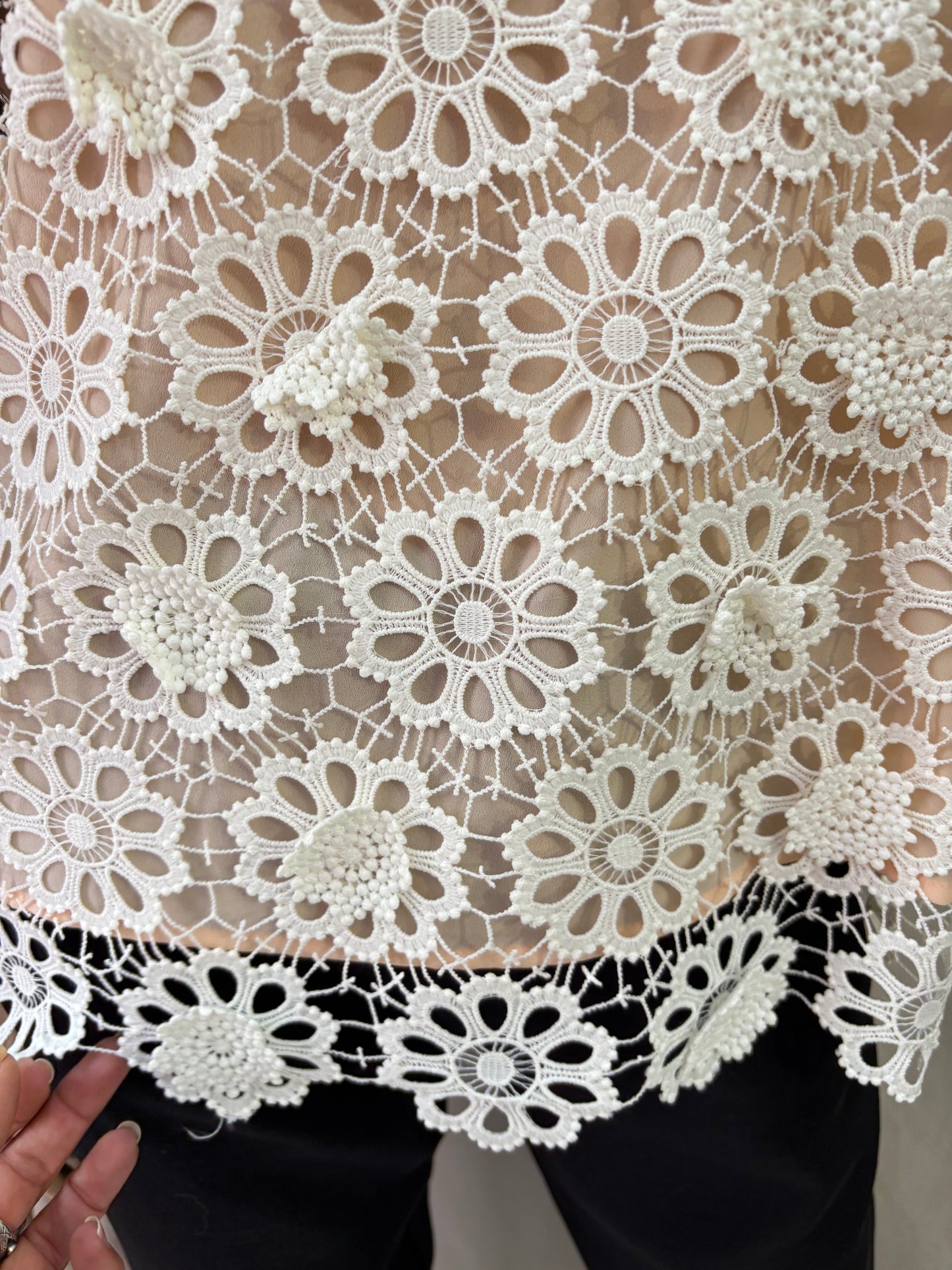See U soon - Blouse en dentelle fleurie écrue –  style bohème chic - Taille 1