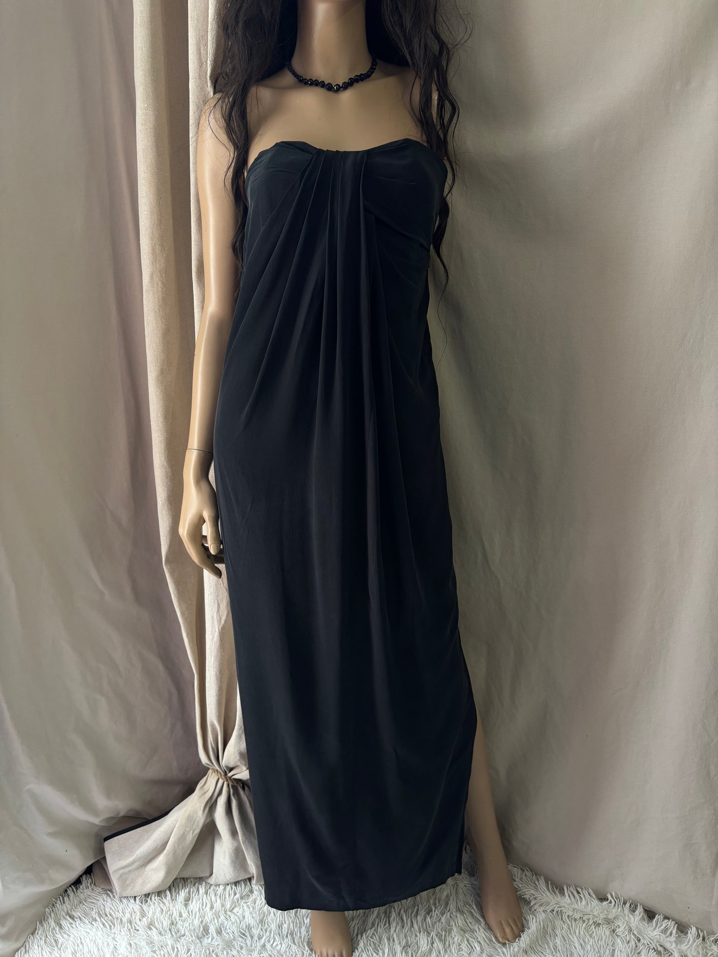 Les petites -  Robe noire en soie – robe longue élégante femme – taille S