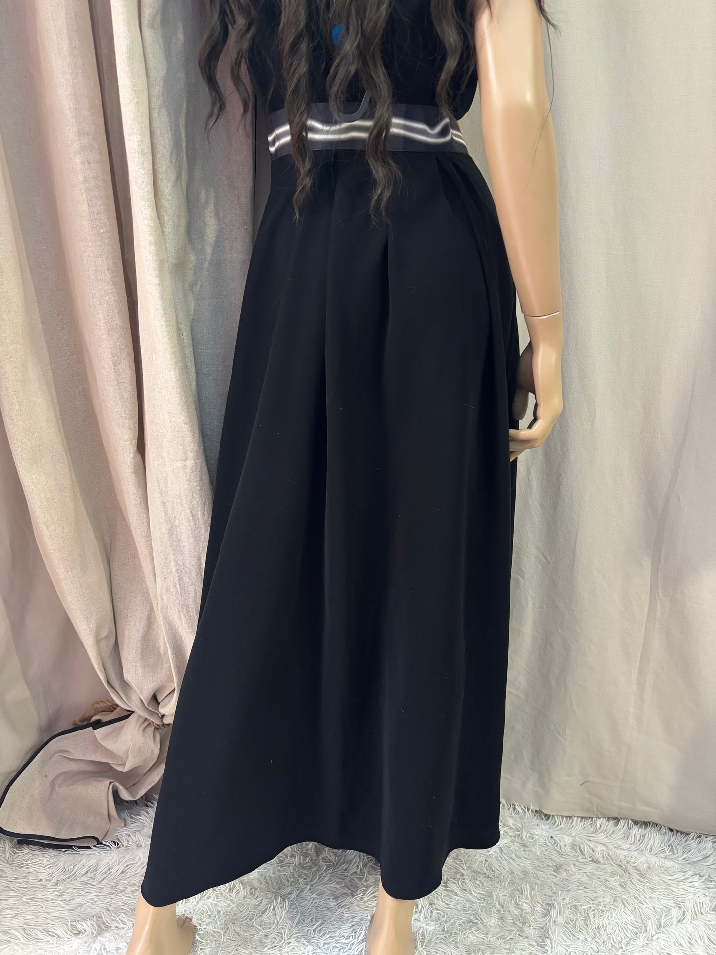 Kenzo Paris- Robe longue noire - coupe fluide ceinturée – taille 38