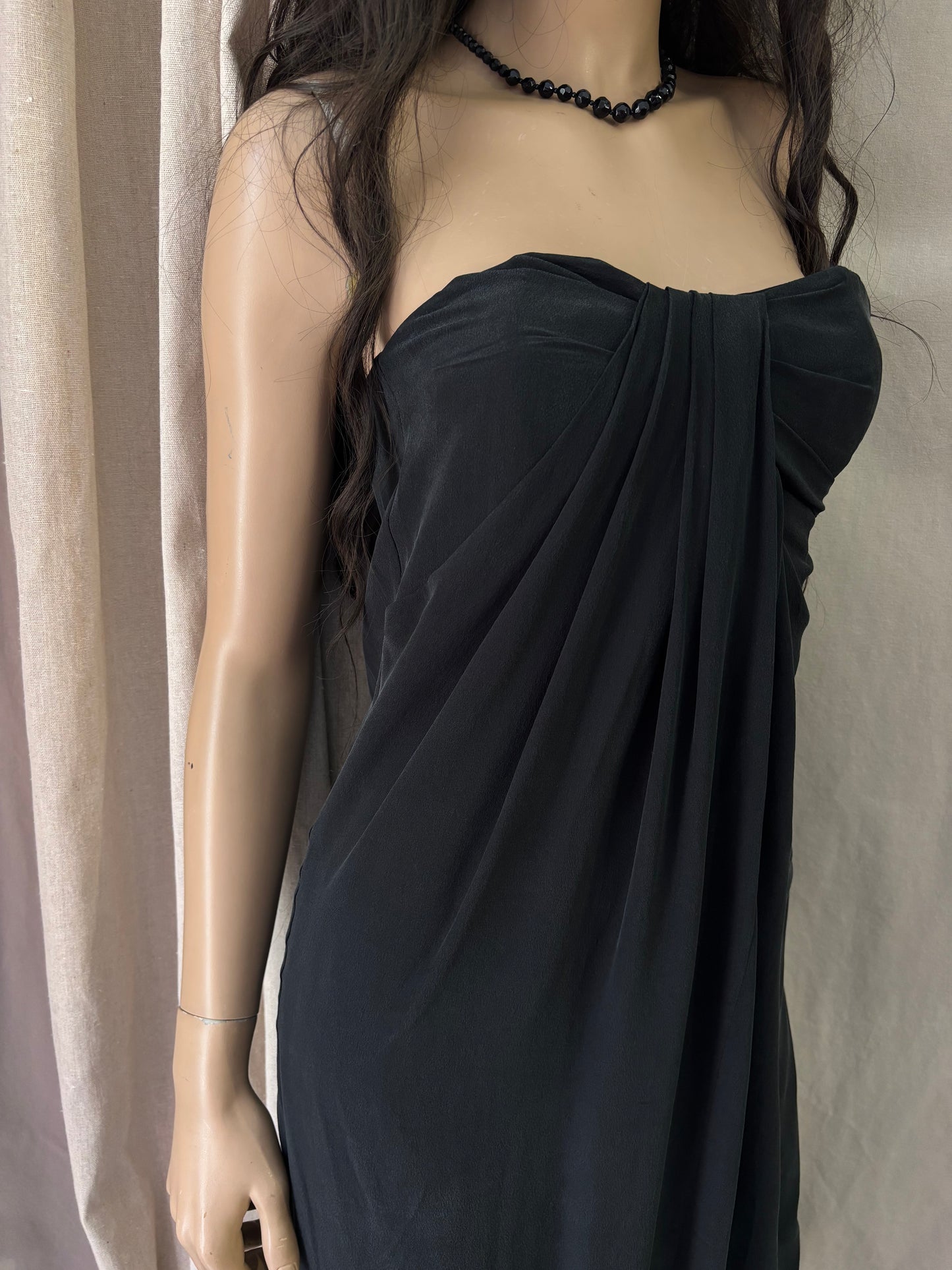 Les petites -  Robe noire en soie – robe longue élégante femme – taille S