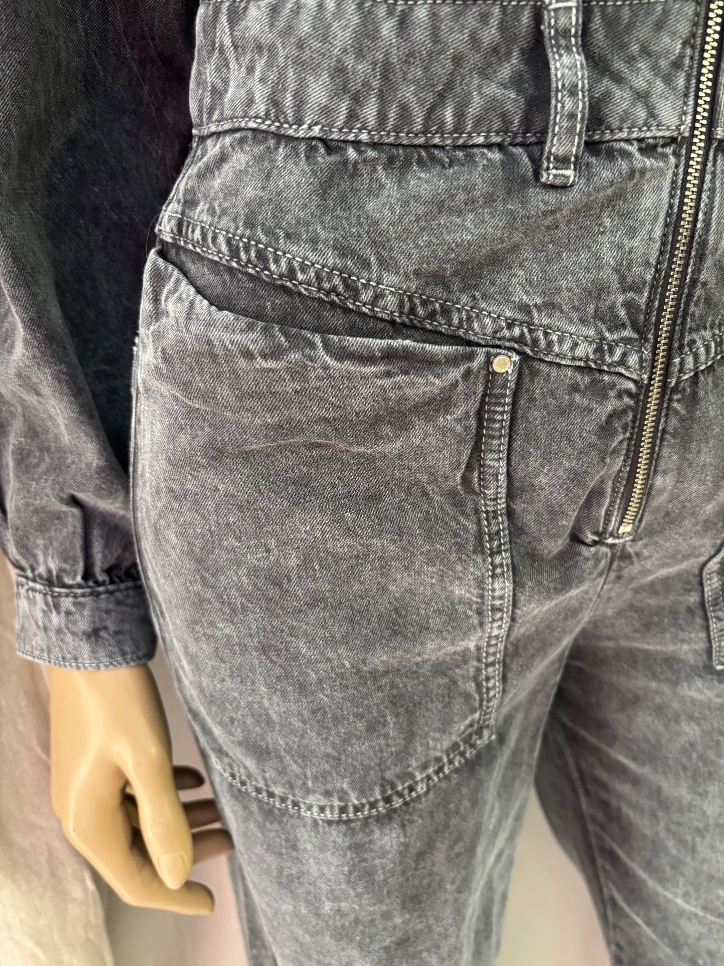 Ba&sh - Combinaison denim gris- modèle Dova – style chic – taille 0