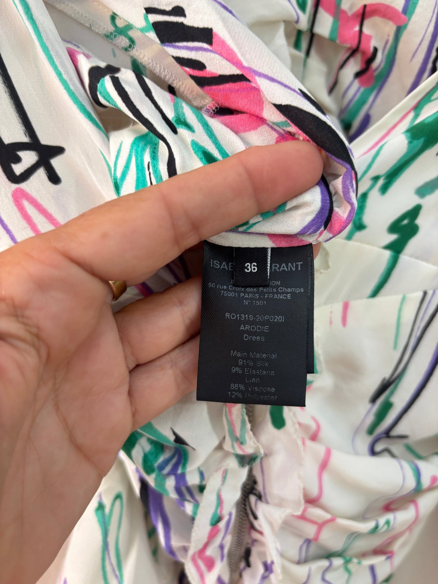 Isabel Marant – Robe Arodie en soie imprimée neuve avec étiquette – T36