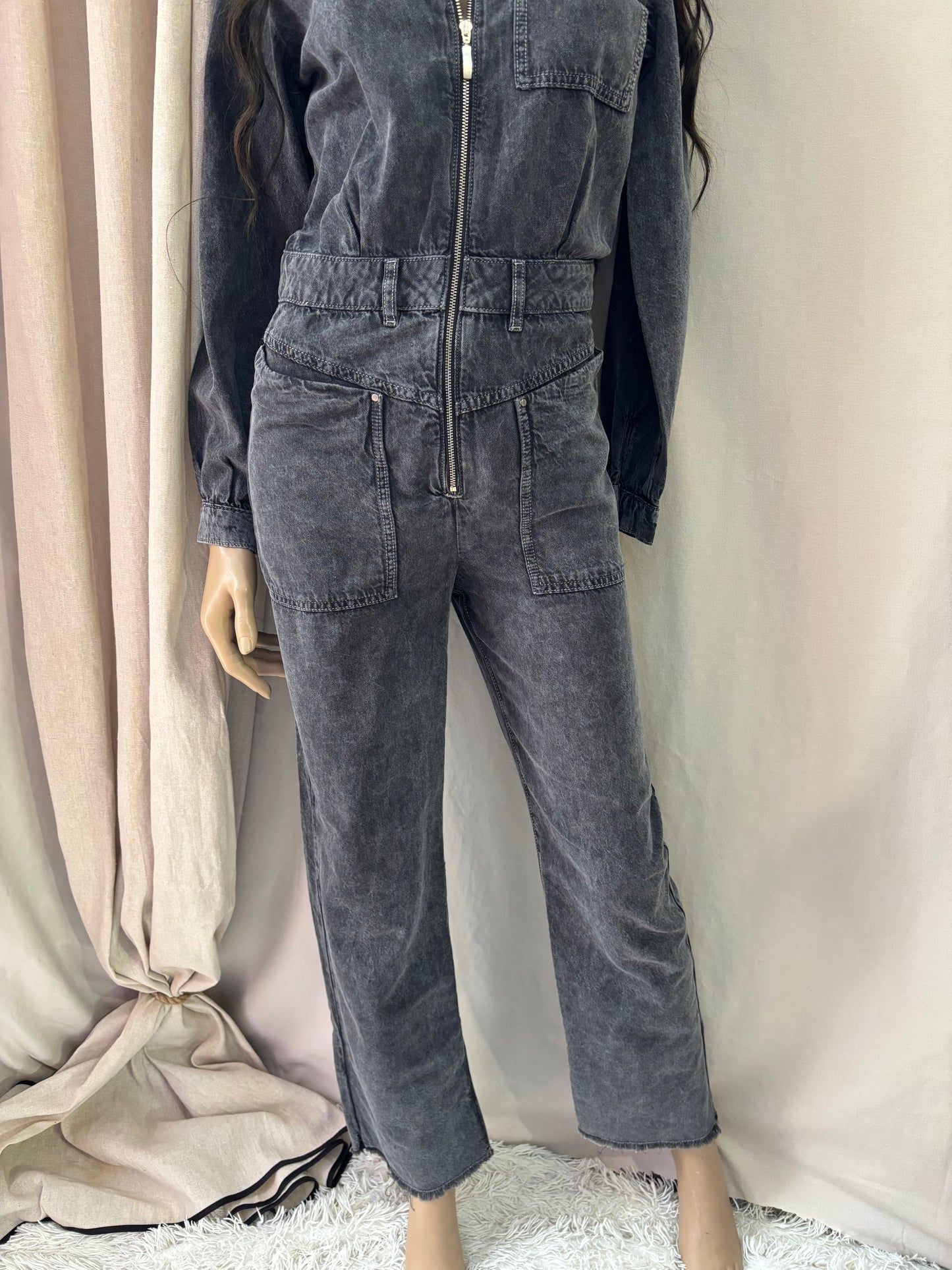 Ba&sh - Combinaison denim gris- modèle Dova – style chic – taille 0