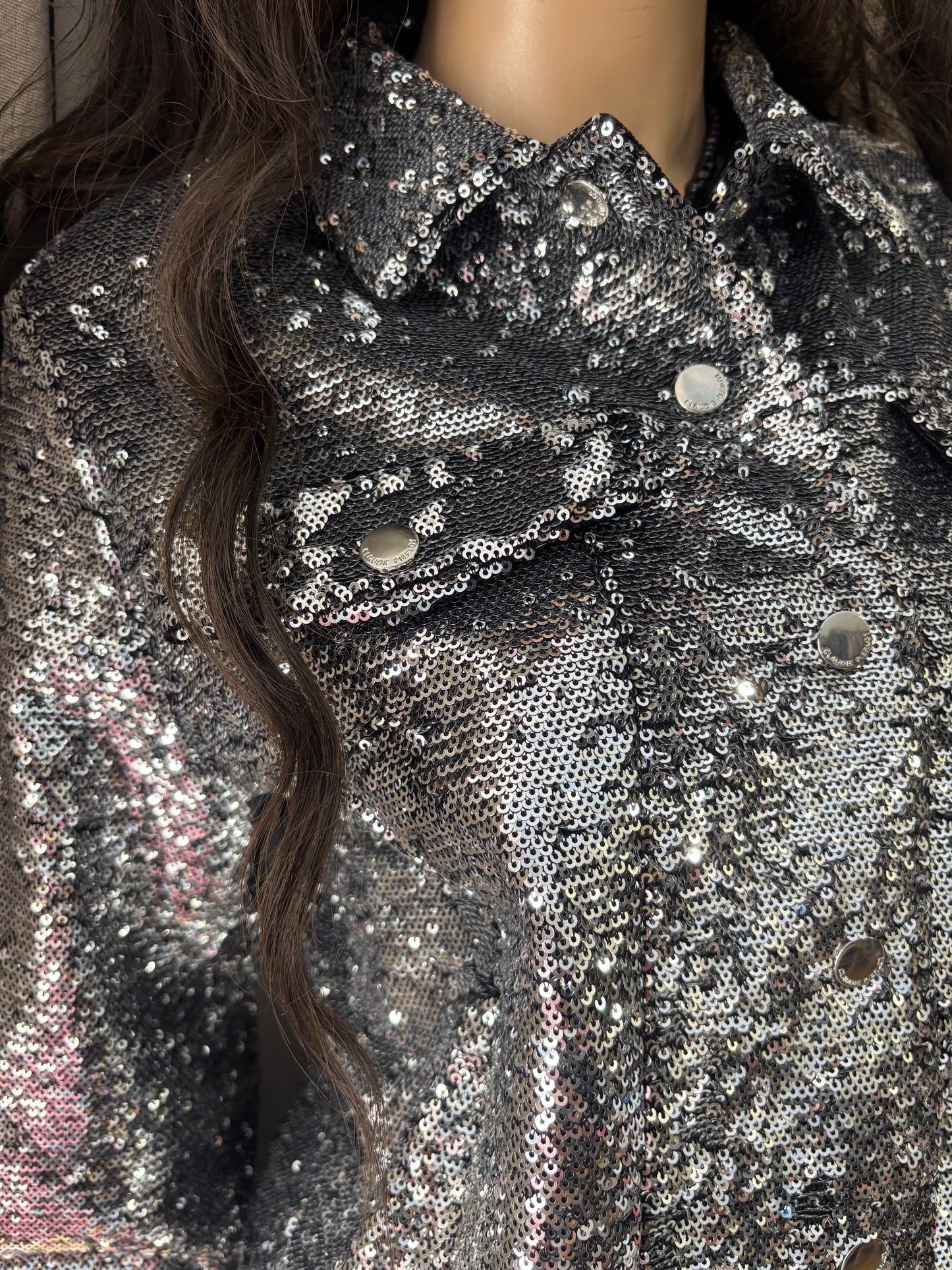 Claudie Pierlot Paris - Veste sequins argent – veste brillante soirée - Taille 38