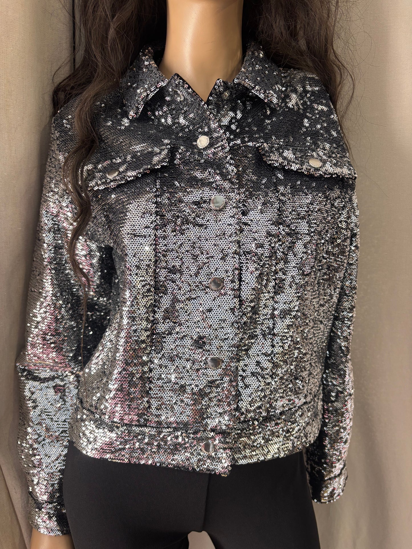 Claudie Pierlot Paris - Veste sequins argent – veste brillante soirée - Taille 38