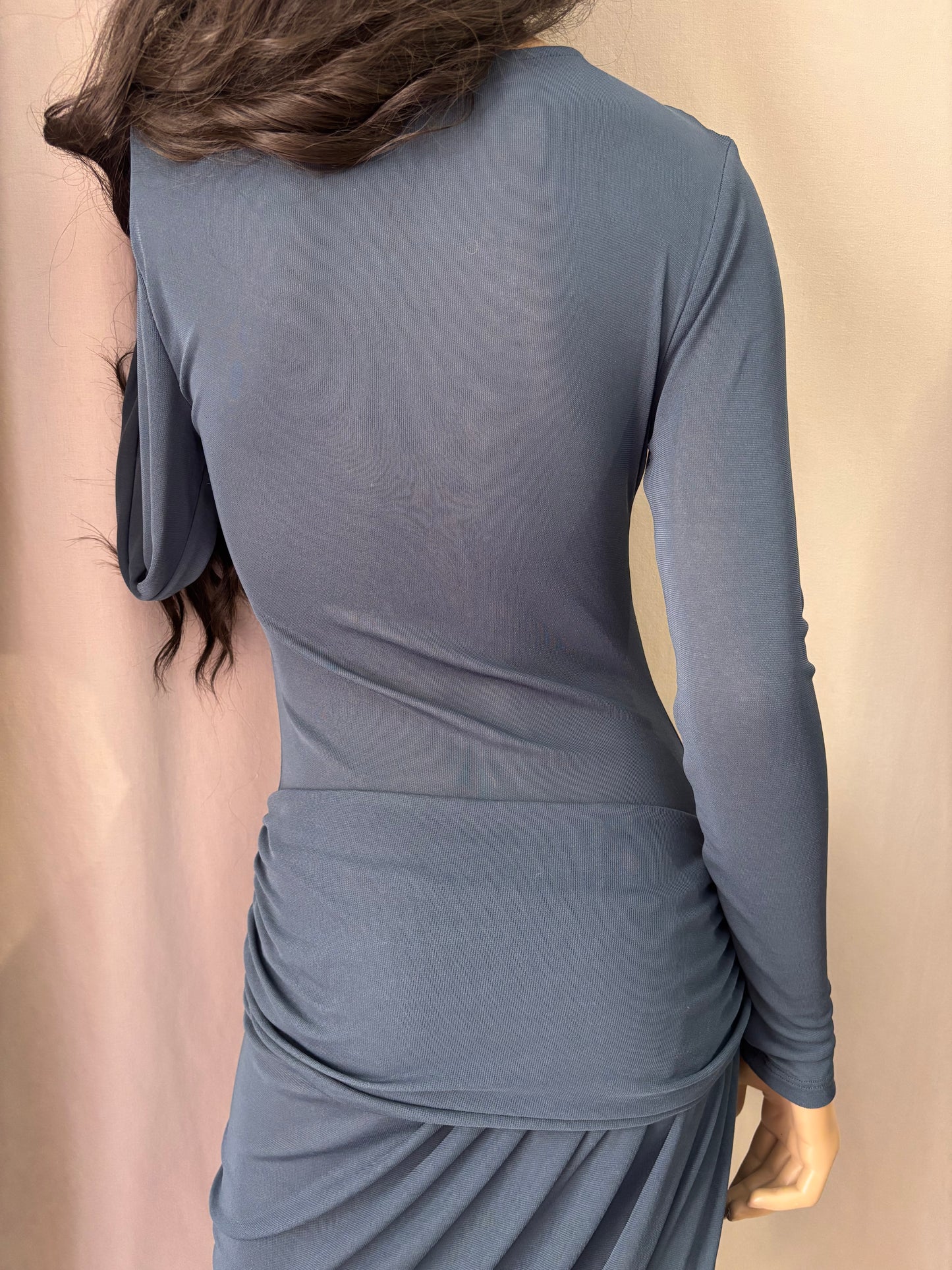 Zara - Robe bleu pétrole drapée – taille M – élégante et féminine