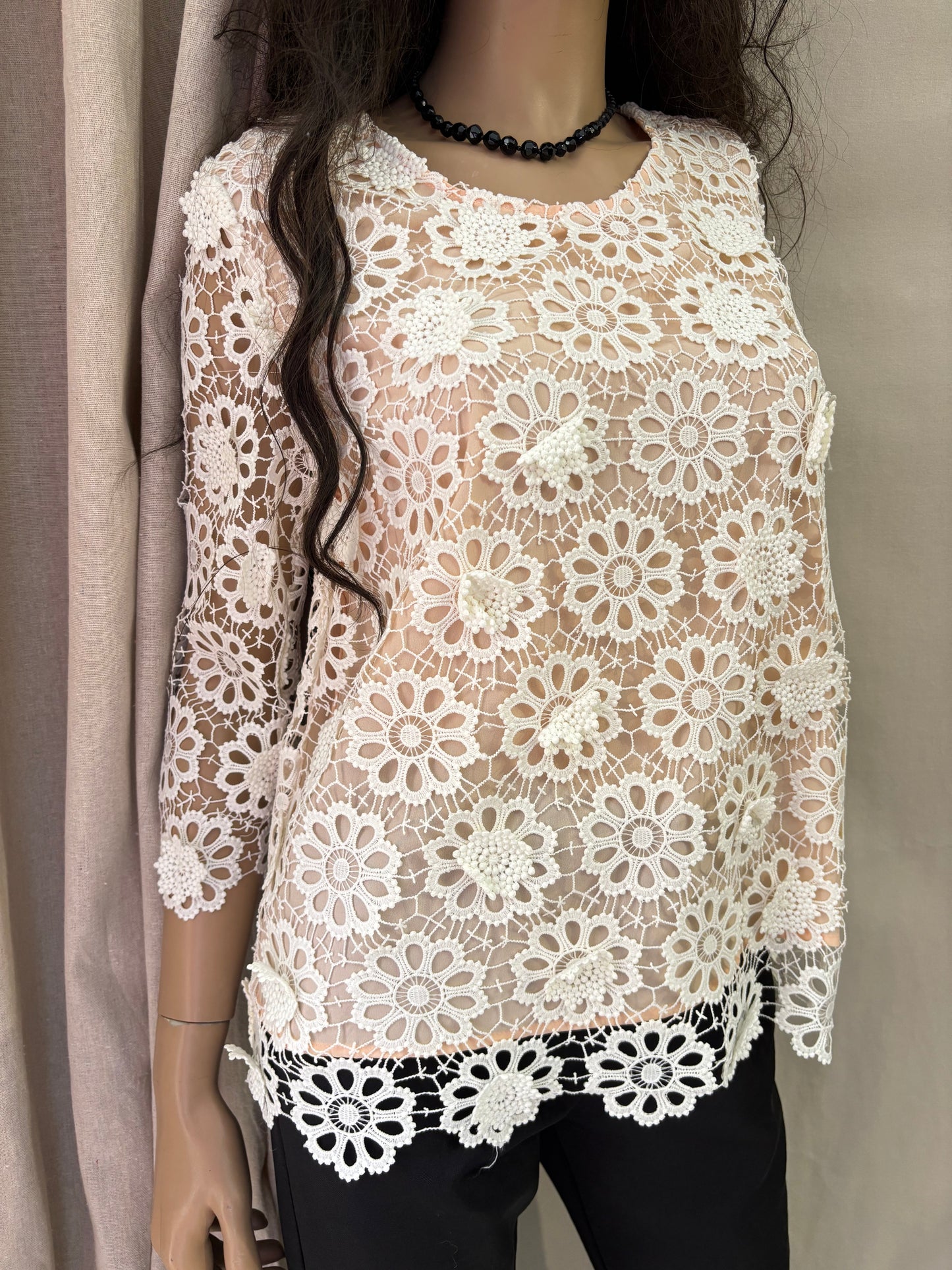 See U soon - Blouse en dentelle fleurie écrue –  style bohème chic - Taille 1