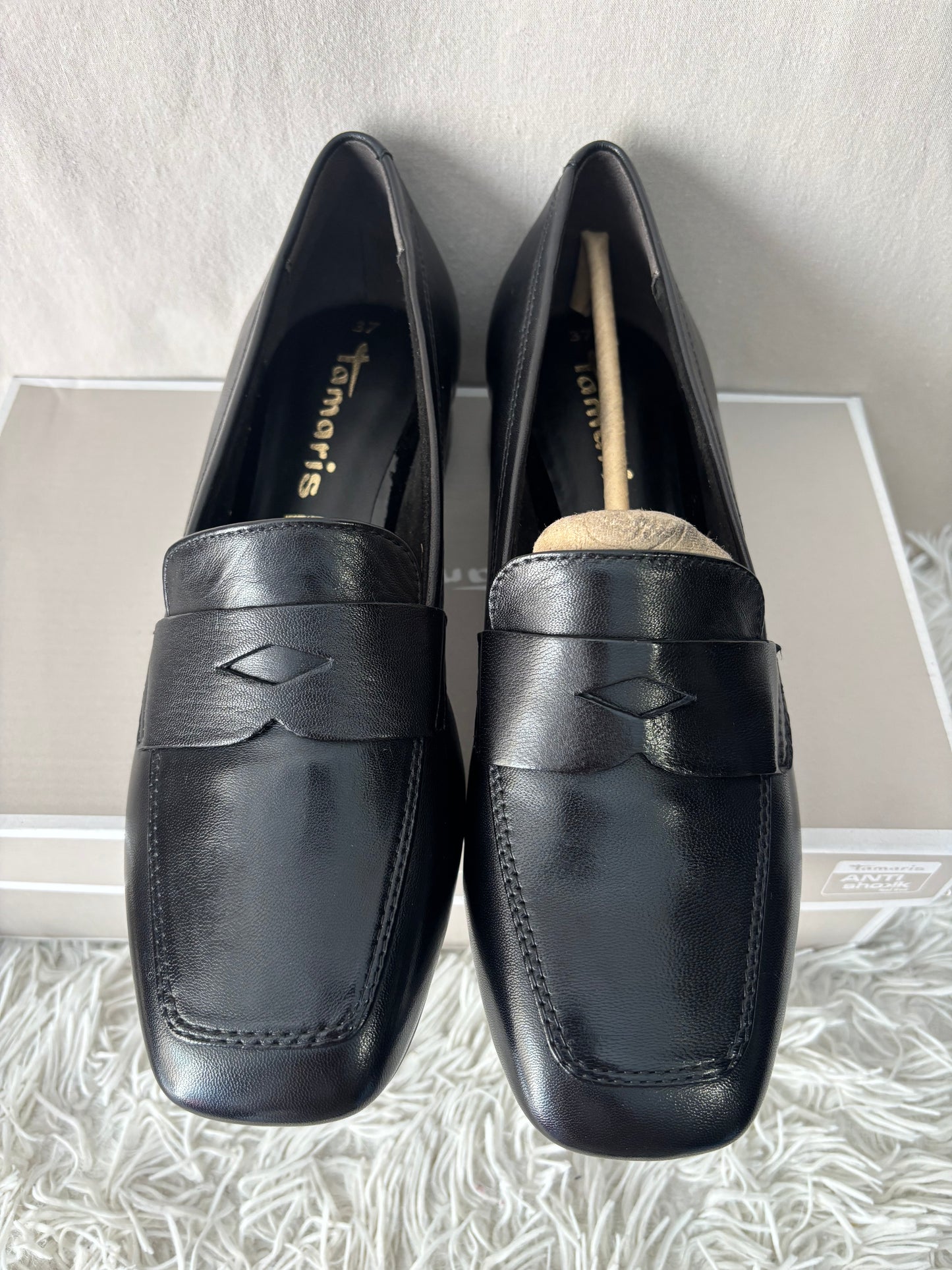 Tamaris - Mocassins en cuir noir - taille 37 – élégance & confort