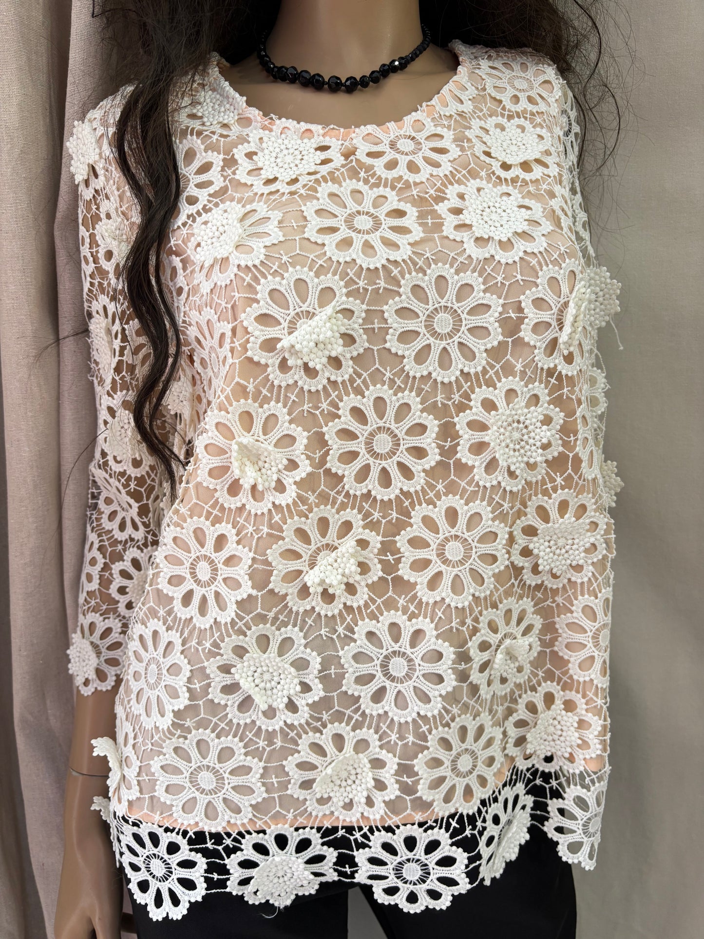 See U soon - Blouse en dentelle fleurie écrue –  style bohème chic - Taille 1