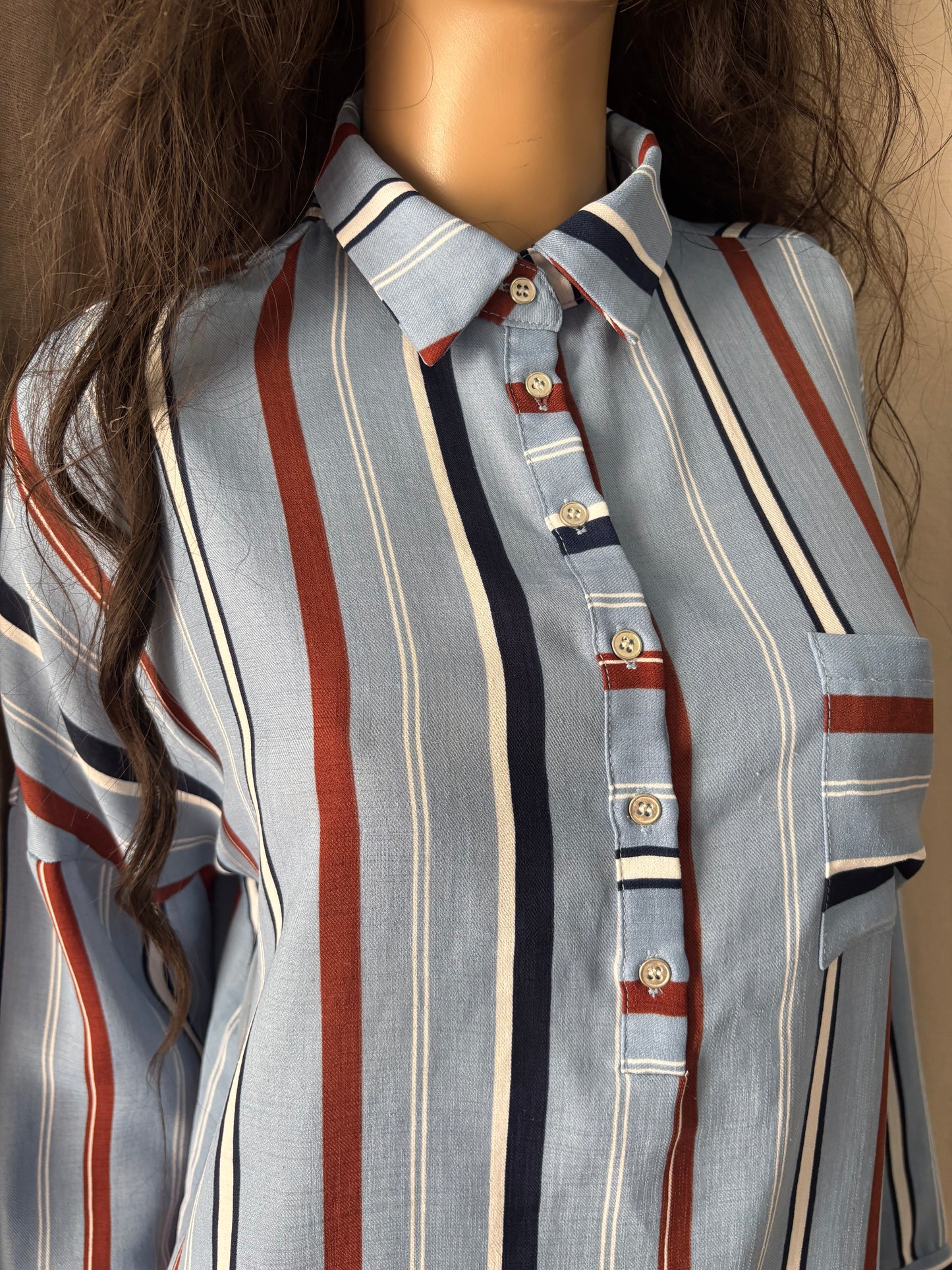 Suncoo - Robe chemise - Robe chemise rayée bleue – Coupe fluide élégante - Taille 1