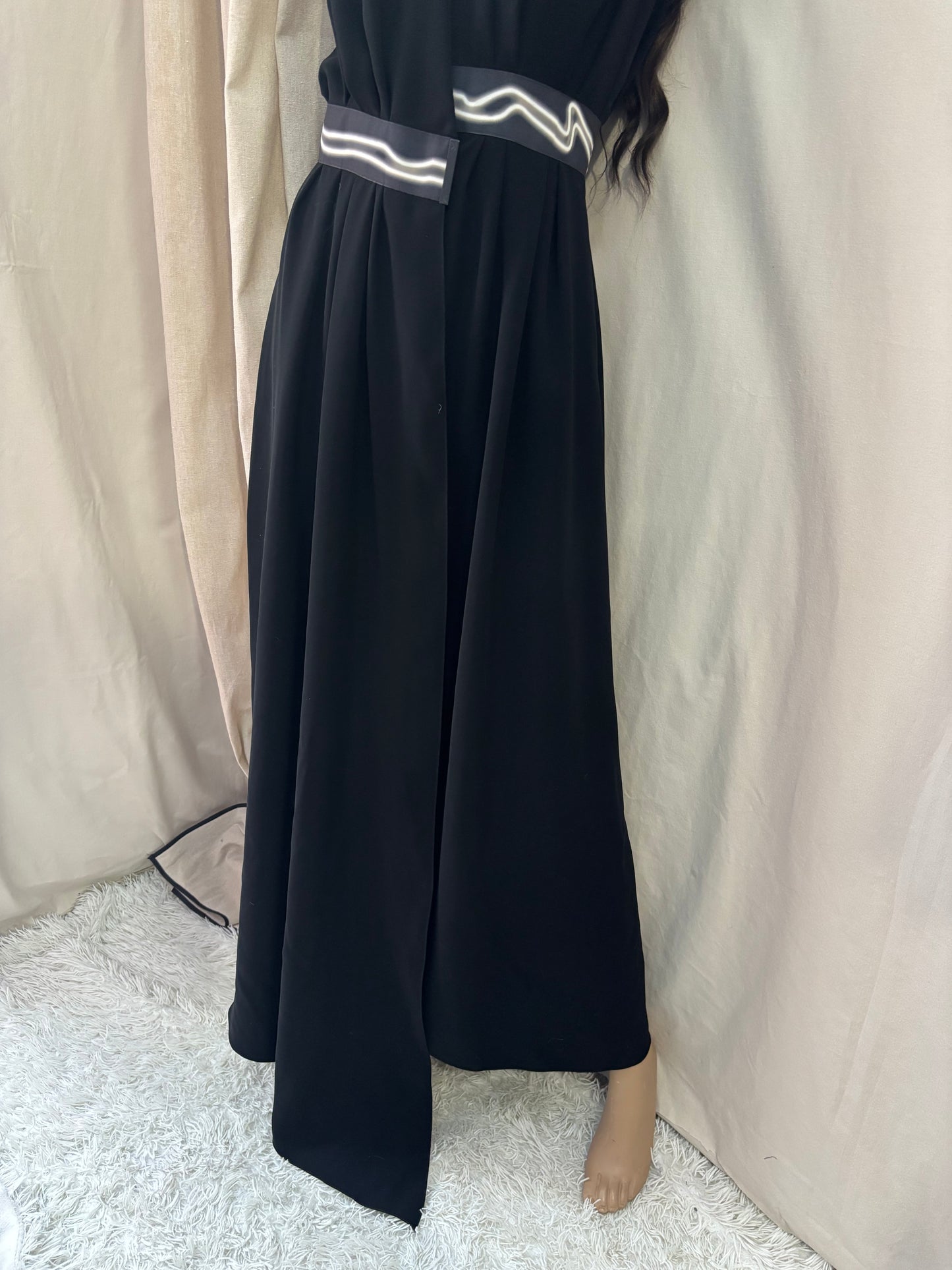 Kenzo Paris- Robe longue noire - coupe fluide ceinturée – taille 38