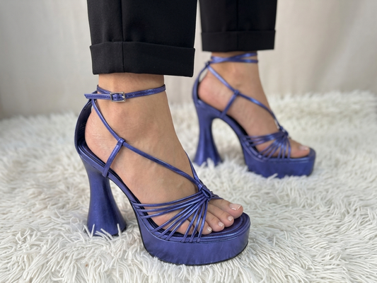 Zara Sandales à plateforme métallisées - Taille 39