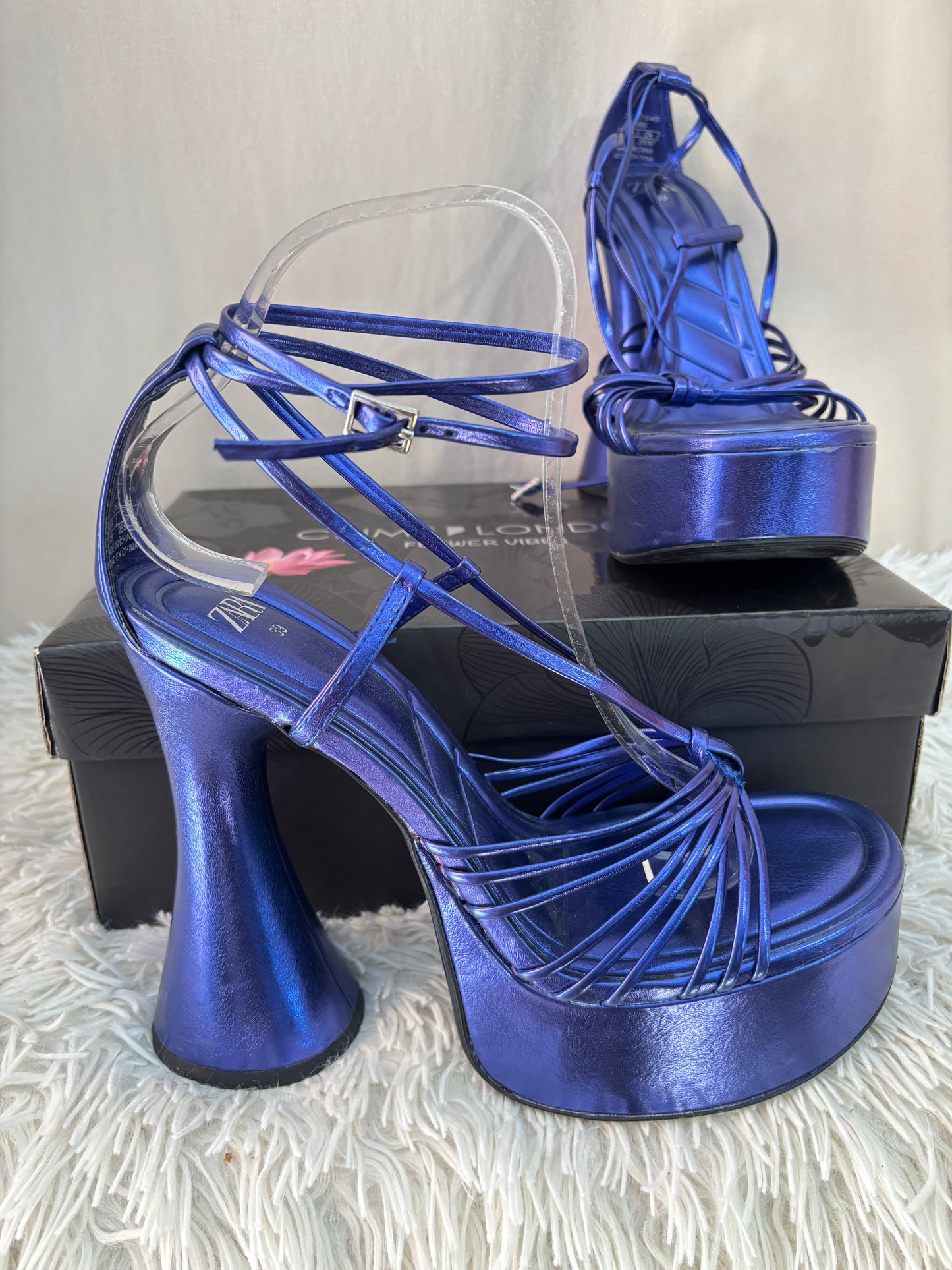 Zara Sandales à plateforme métallisées - Taille 39