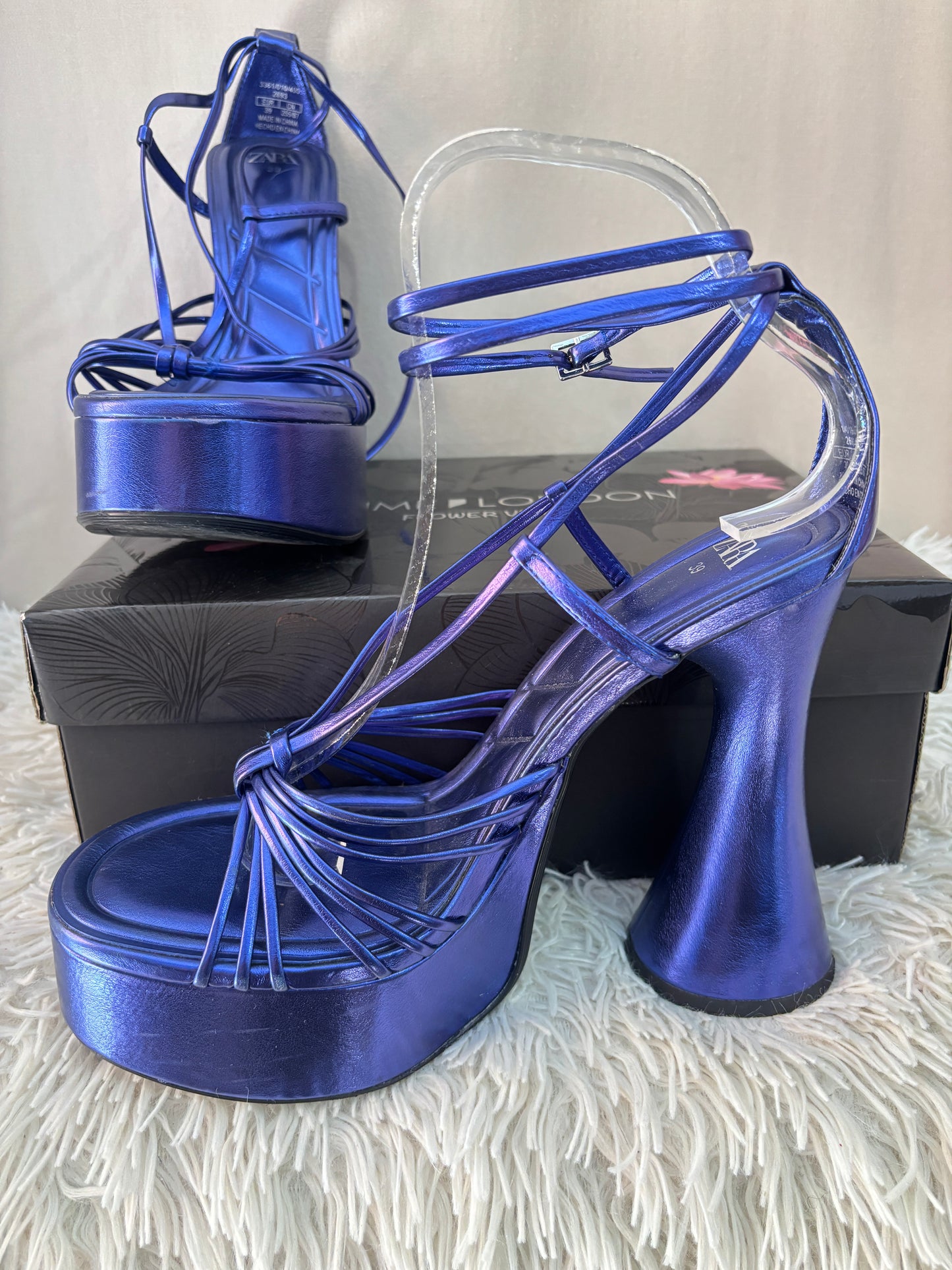 Zara Sandales à plateforme métallisées - Taille 39