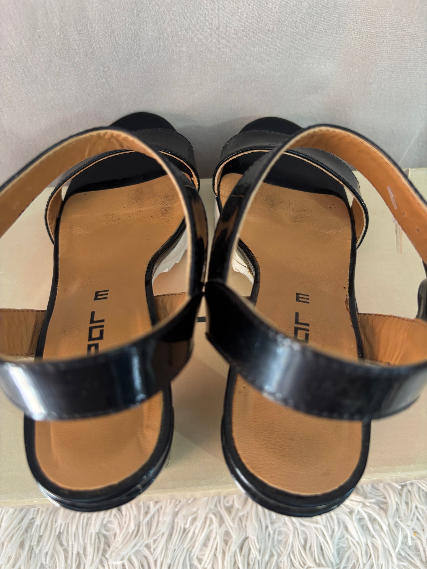 M Par M sandales à talon noires vernies - Semelle crantée - Taille 38