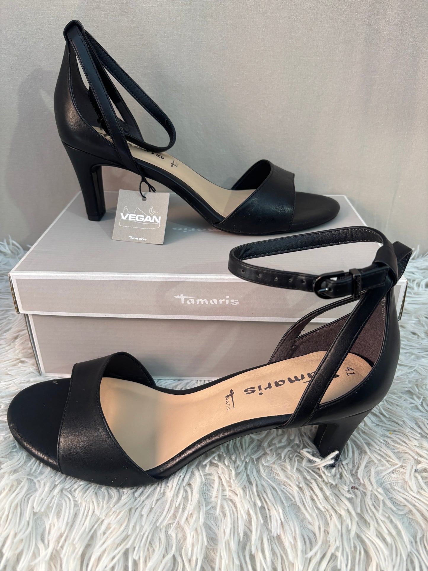 Tamaris sandales à talons vegan noir - Neuves avec boite - Taille 41
