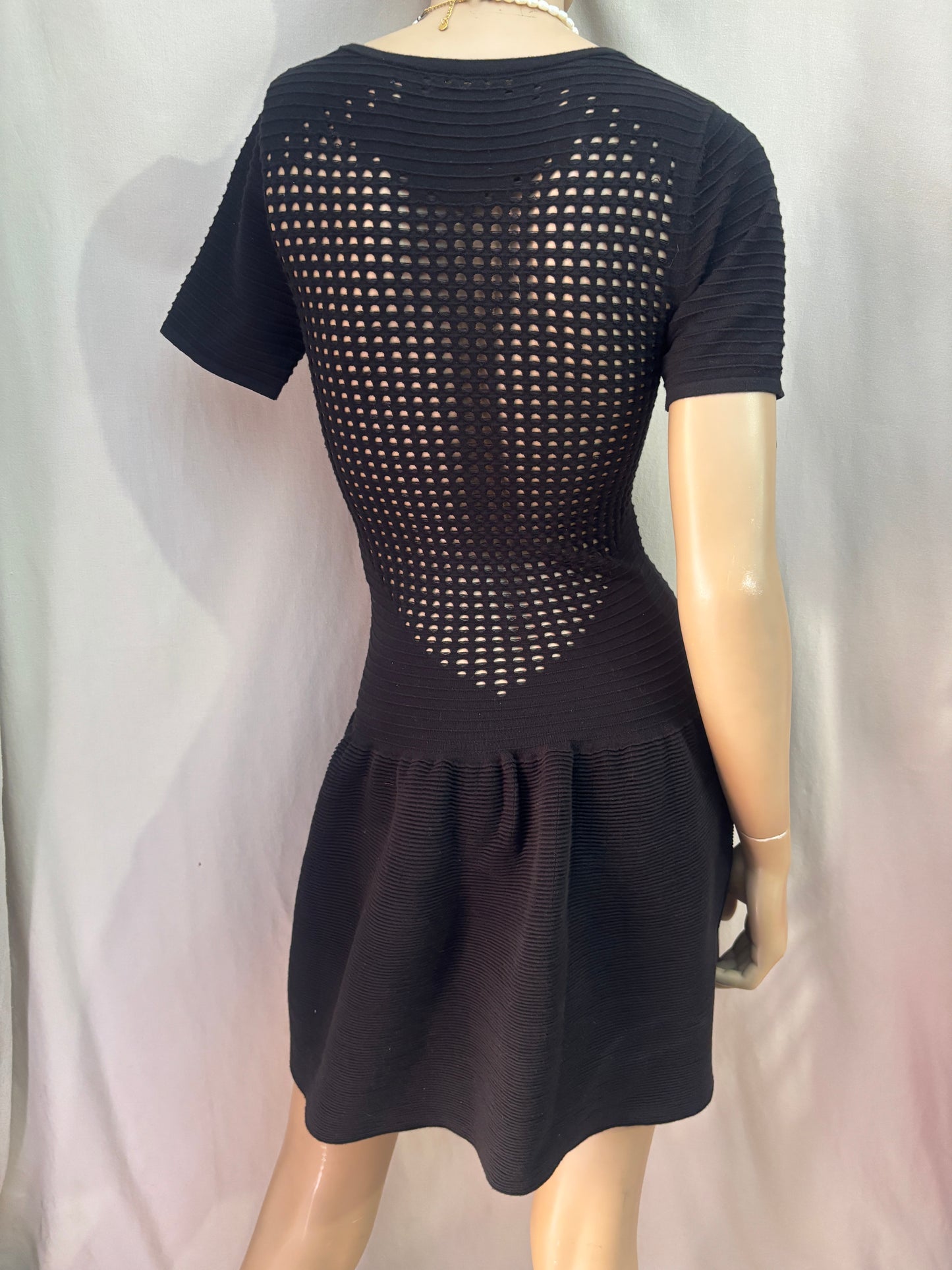 Maje robe en maille ajourée noire - Taille 1