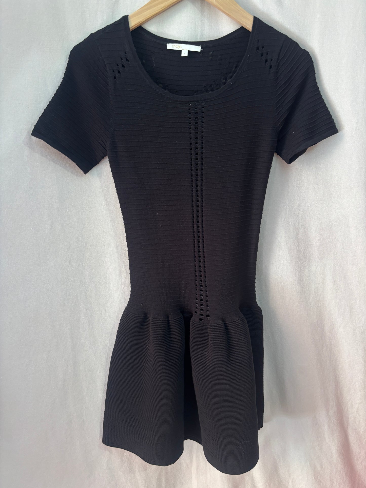 Maje robe en maille ajourée noire - Taille 1