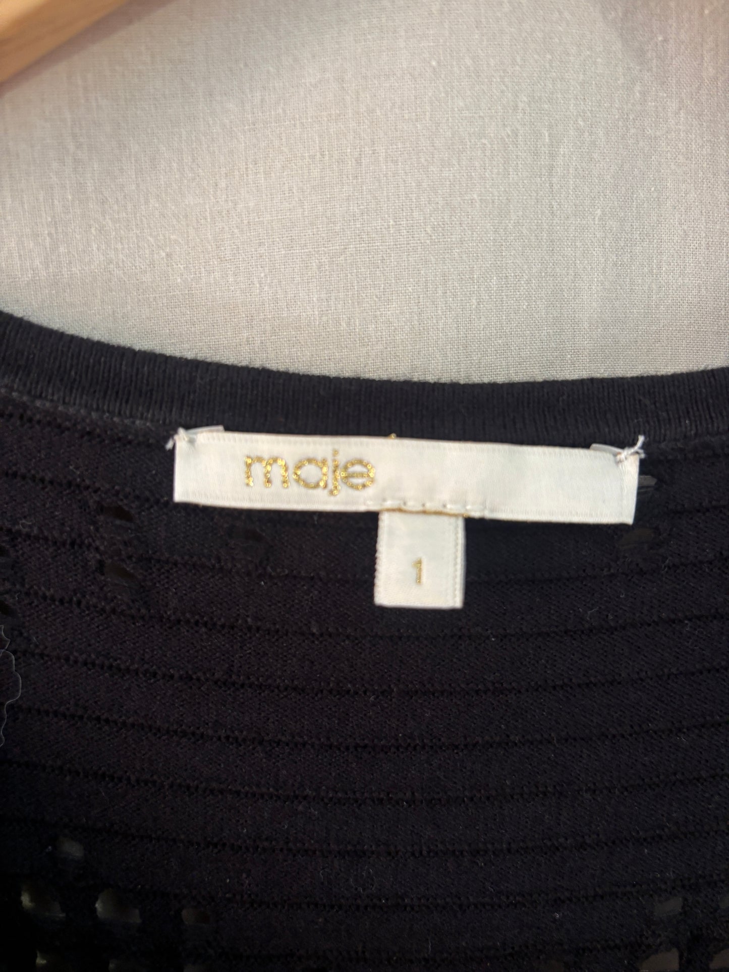 Maje robe en maille ajourée noire - Taille 1