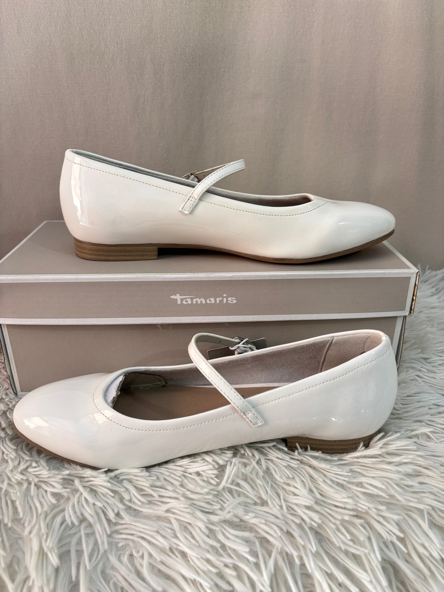 Ballerines Tamaris Blanches Vernies à Bride - Neuves avec boîte - Taille 37