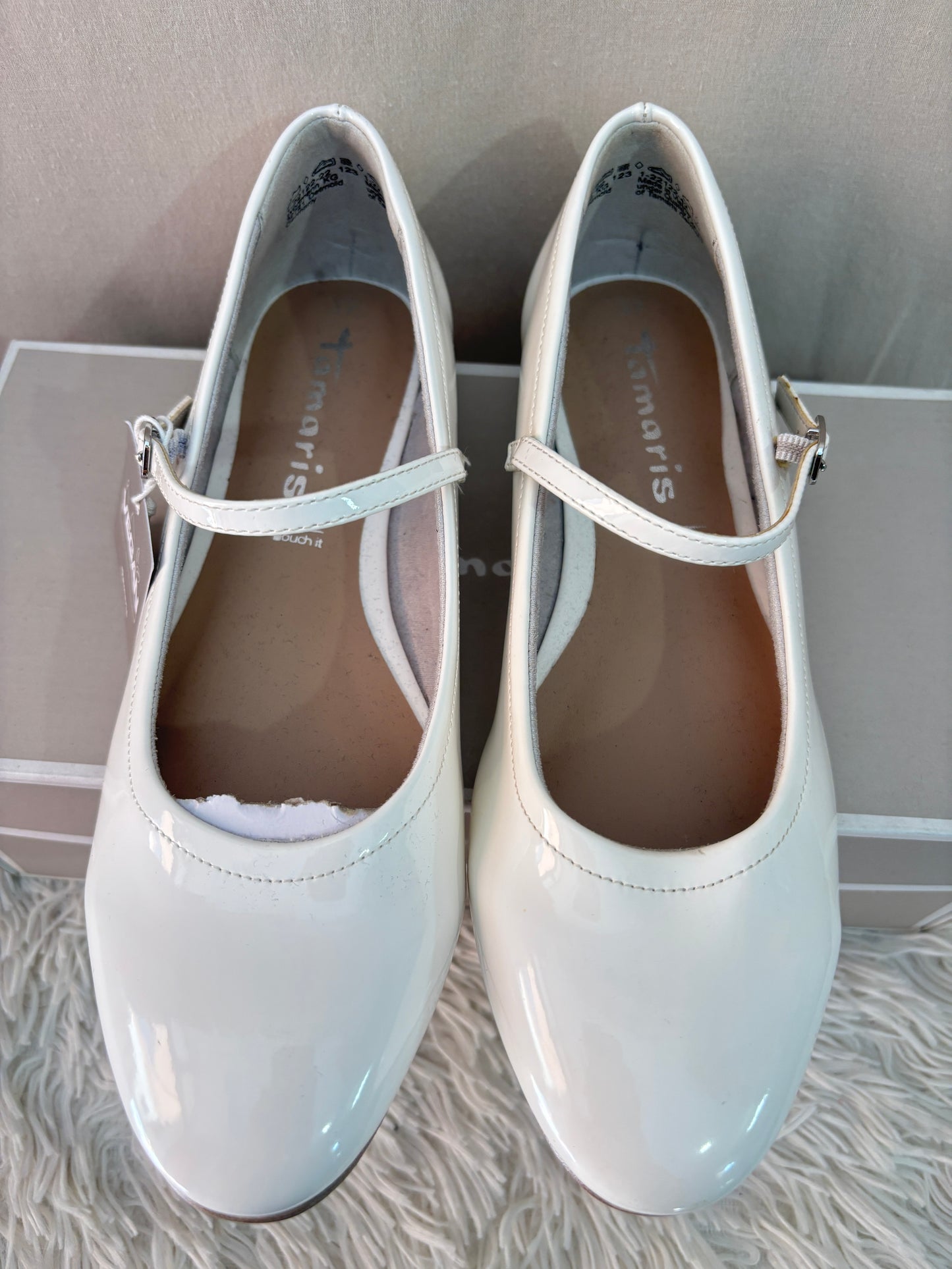 Ballerines Tamaris Blanches Vernies à Bride - Neuves avec boîte - Taille 37