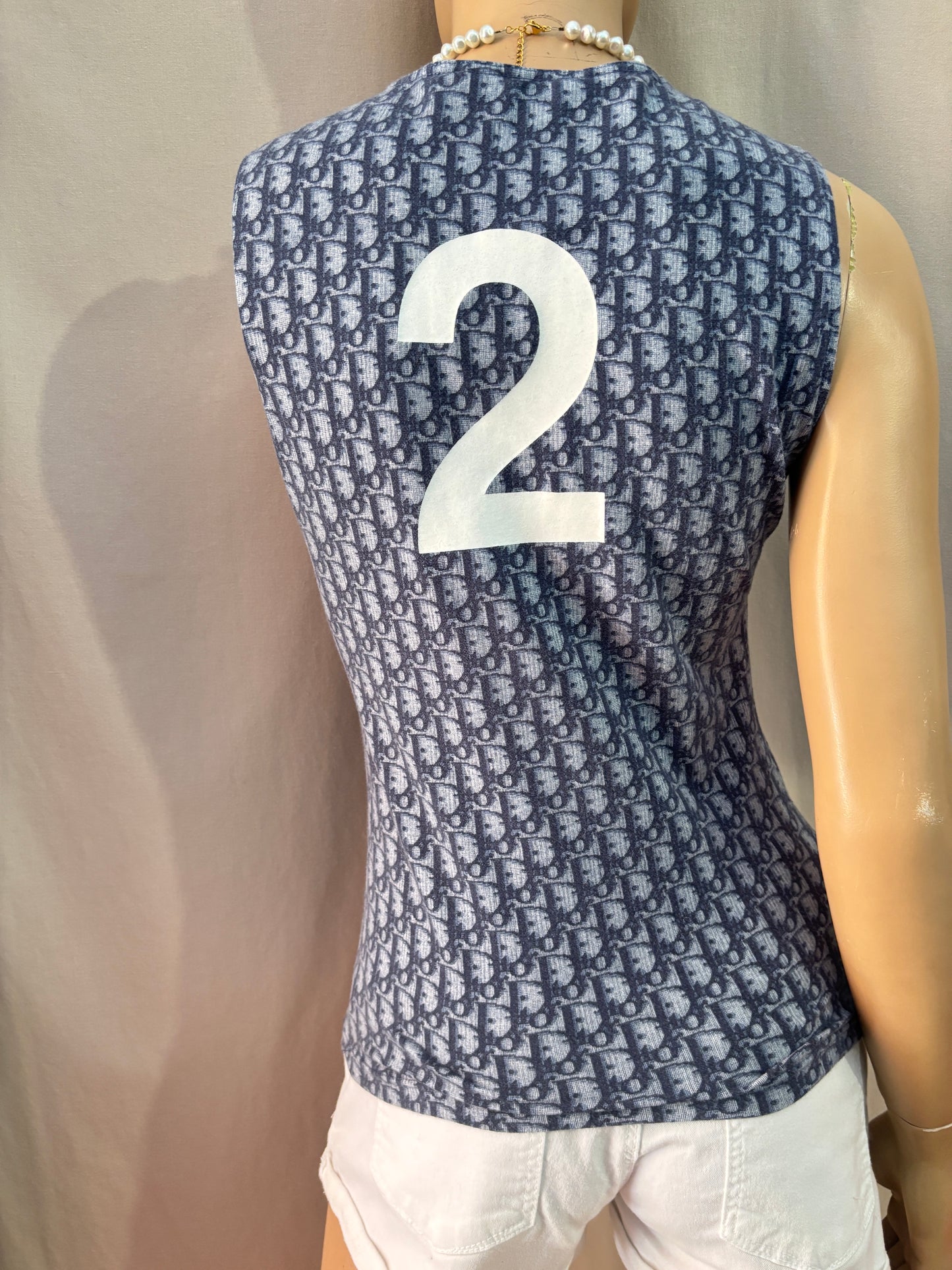 Top Christian Dior J'Adore Dior Monogram Bleu - Taille 40 - Made in France, en coton stretch