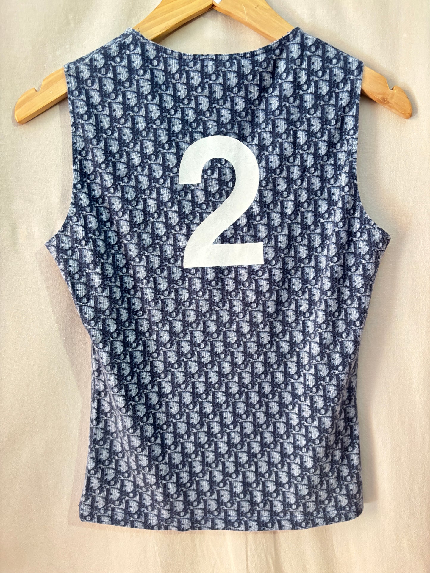 Top Christian Dior J'Adore Dior Monogram Bleu - Taille 40 - Made in France, en coton stretch