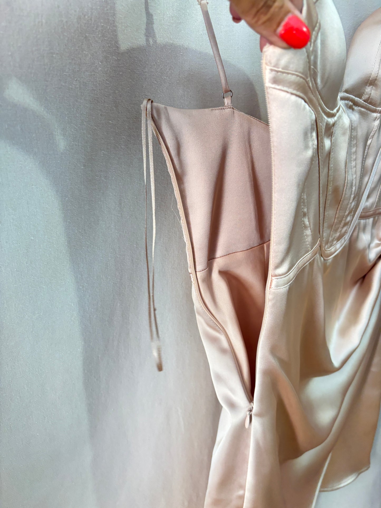 Robe Zara Satinée Rose Poudré Effet Corset - Neuve avec Étiquette - Taille XS