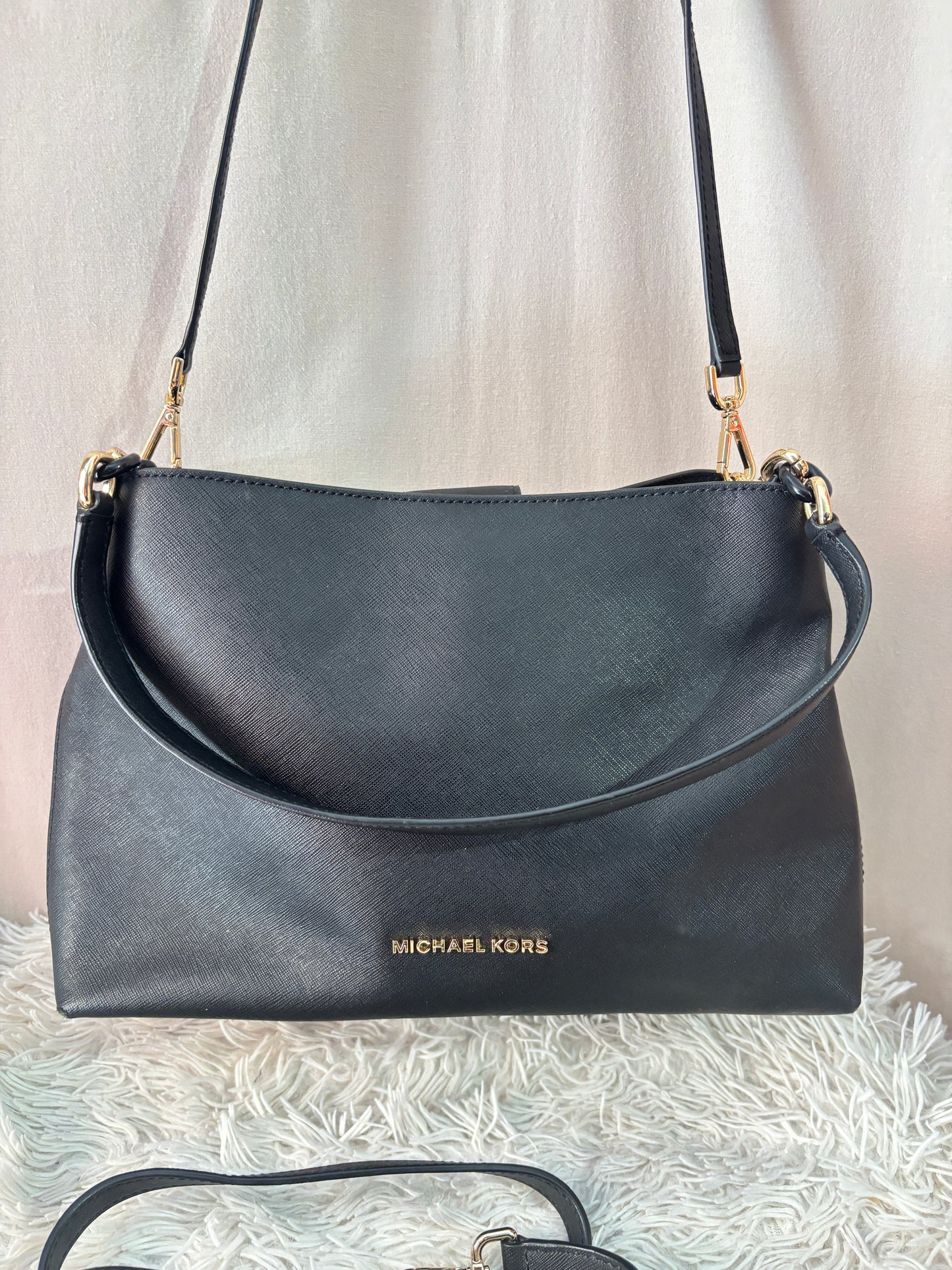 Sac Michael Kors Noir en Cuir Saffiano - Sac Porté Épaule & Bandouliére - Femme